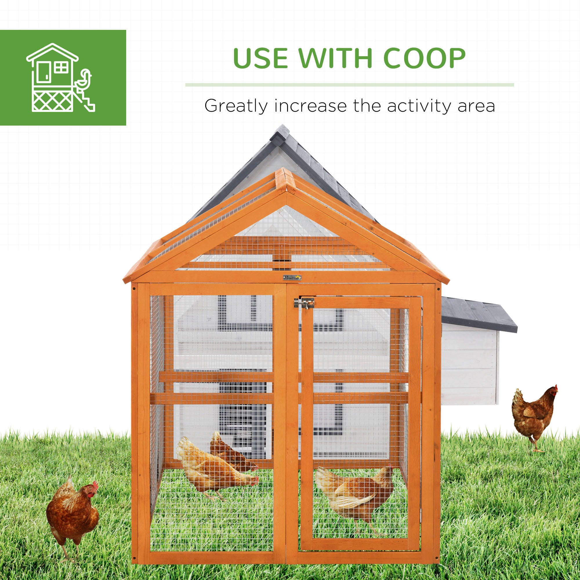 Wooden Chicken Run, Combinable Design with Perches, 4.6' x 2.8', Orange - Orange - Image 6