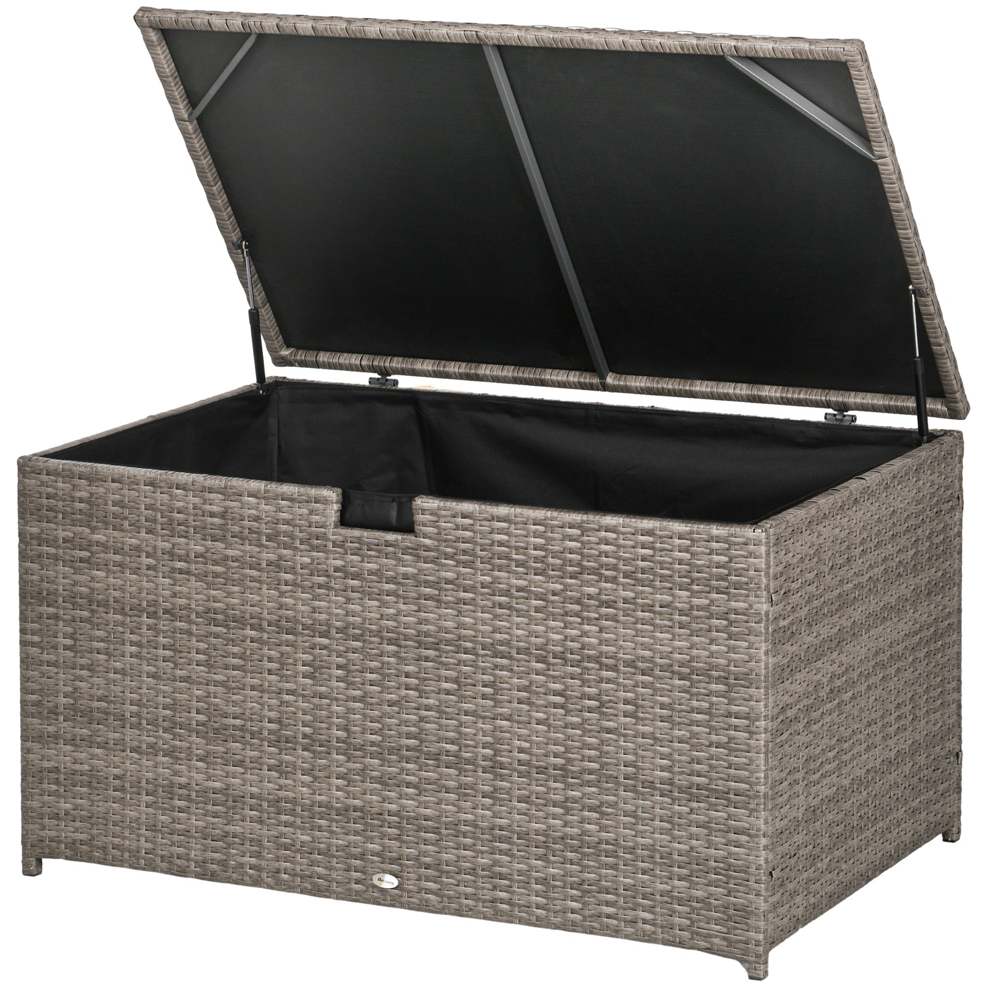 113 Gallon Outdoor Storage Box, Rattan Deck Box for Indoor, Patio Furniture Cushions, Pool Garden Tools, Gray - Gray