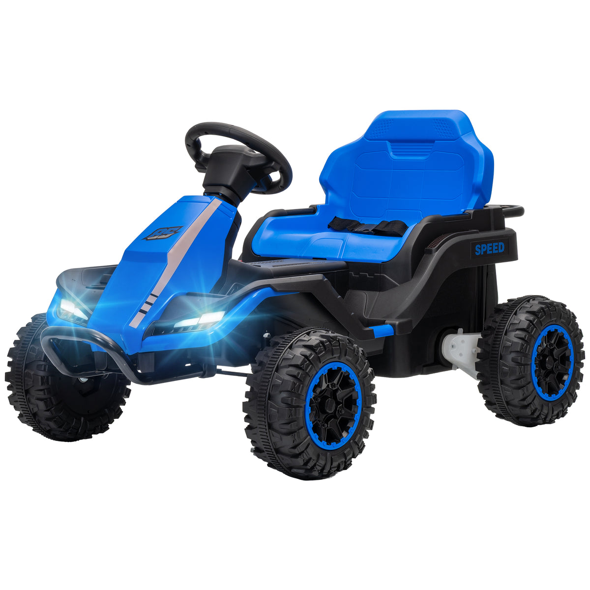 24V Kids Electric Ride On Car with Dual Motors, Remote Control, 4-Wheel Suspension, Soft Start for 3-6 Years, Blue