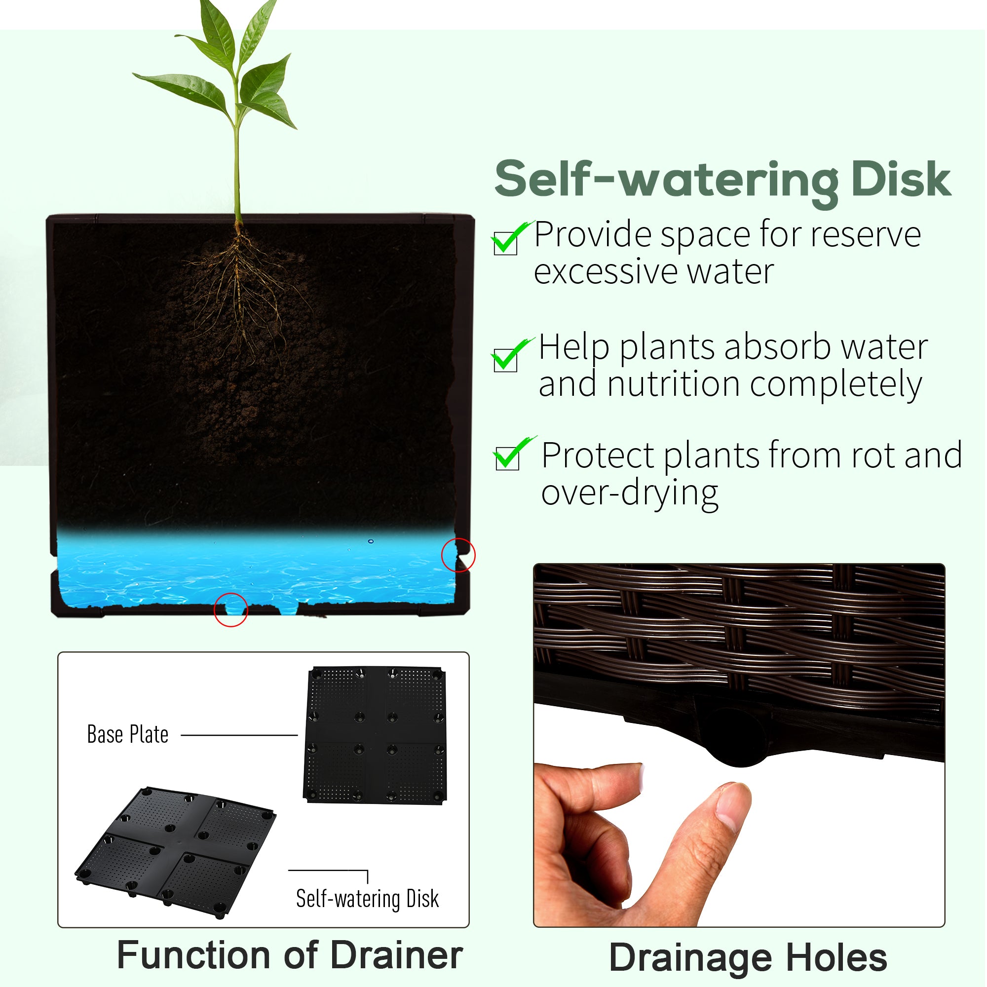 2-Piece Raised Garden Bed with Legs, Self-Watering Planter Box Raised Bed to Grow Flowers, Herbs & Vegetables, Brown - Brown - Image 6
