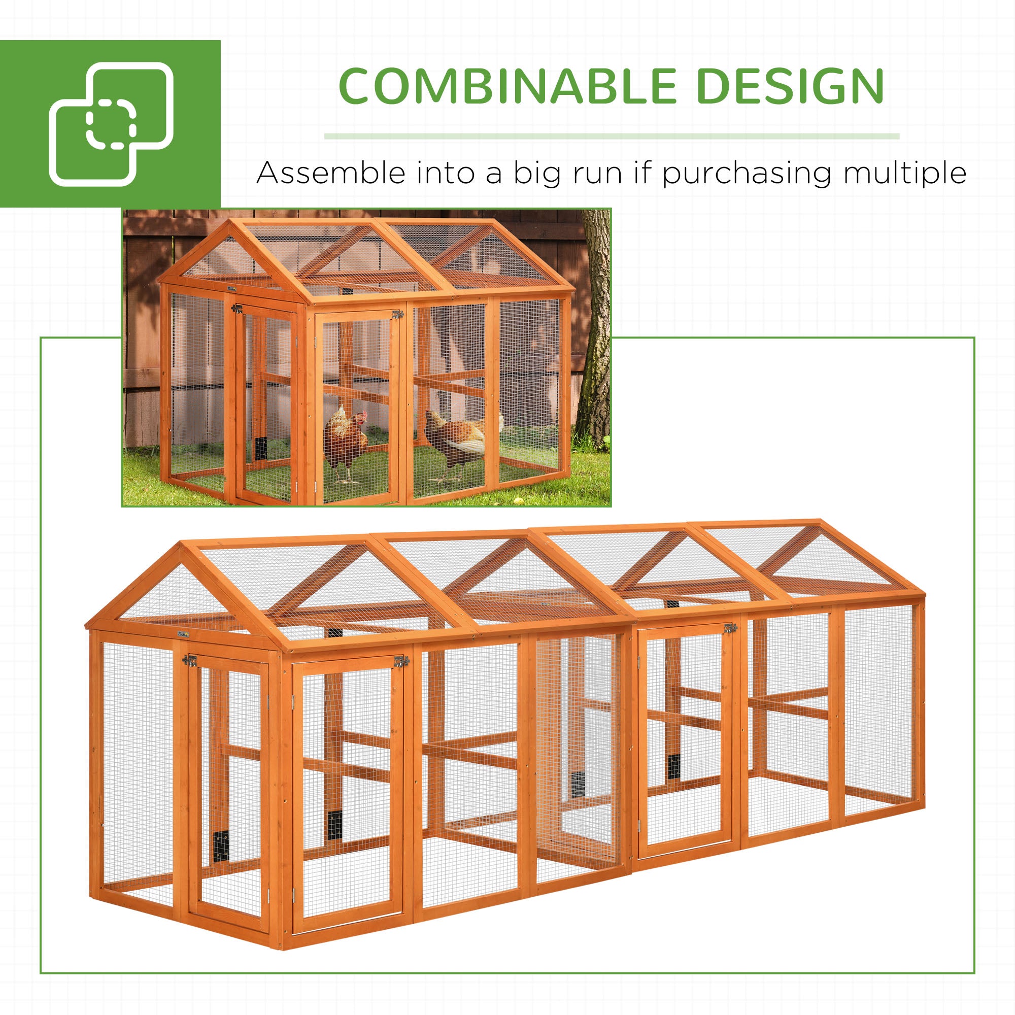 Wooden Chicken Run, Combinable Design with Perches, 4.6' x 2.8', Orange - Orange - Image 7
