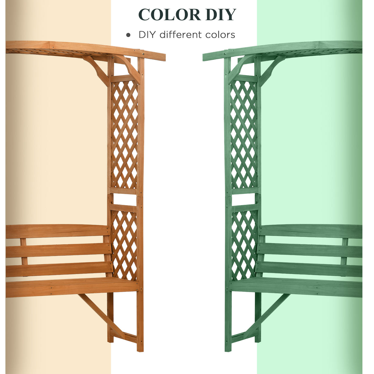 Patio Garden Bench, Wooden Bench, Outdoor Bench for Vines/Climbing Plants, Brown