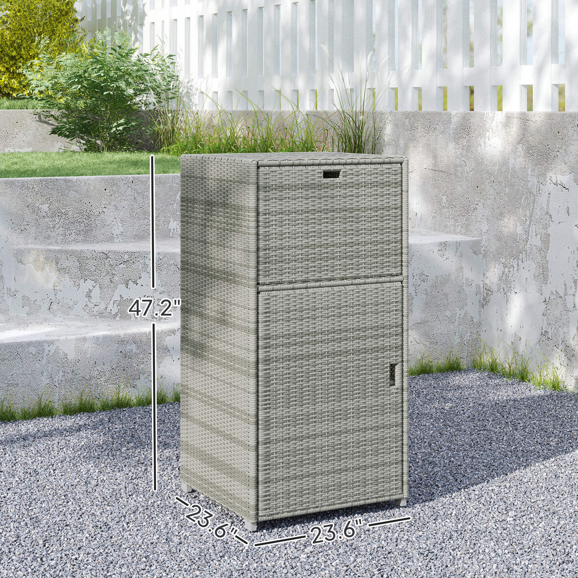 Outdoor Towel Rack for Pool w/ Drawer & Cabinet, Gray - Gray - Image 3