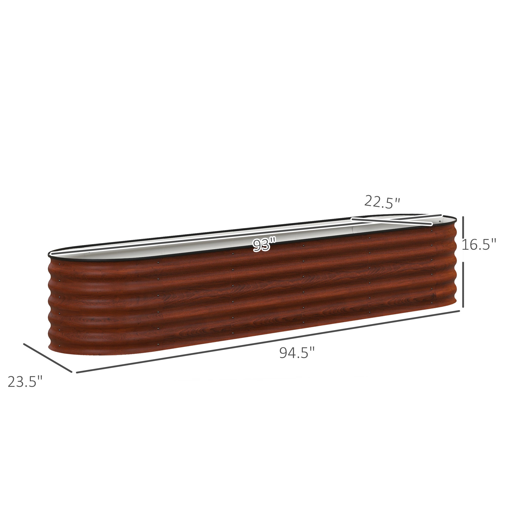 7.9' x 2' x 1.4' Galvanized Raised Garden Bed Kit, Metal Planter Box with Safety Edging, Brown - Brown - Image 3