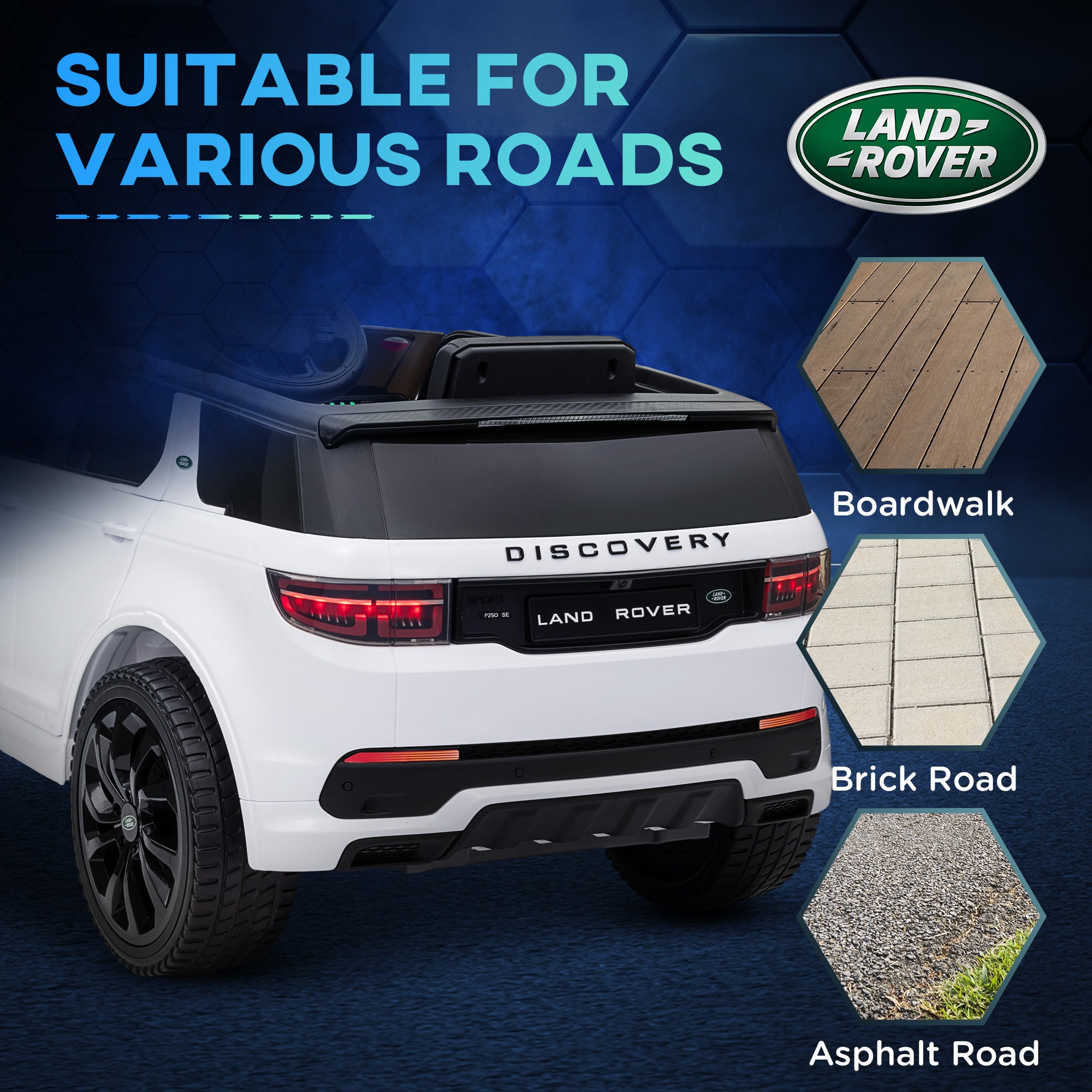 Land Rover Discovery Sport Licensed 12V Kids Ride on Car with Remote Control Soft Start, LED Lights, White