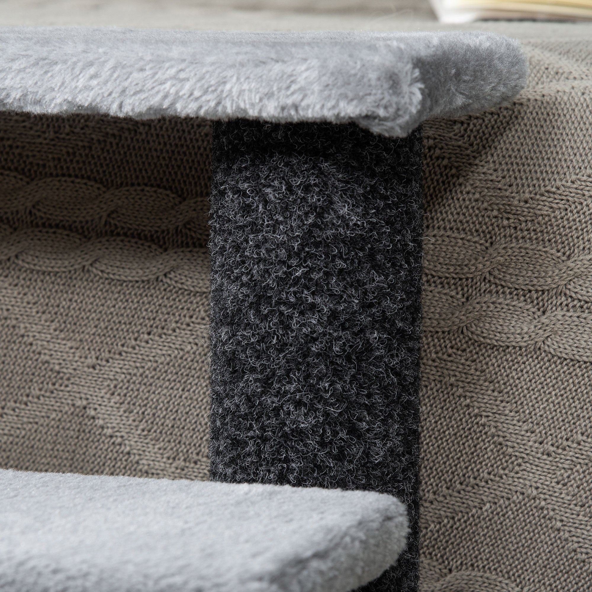 Cat Tree, Cat Tower Cat Stair Steps with Scratching Post, Hanging Play Ball for High Bed, Sofa, Indoor / Outdoor - Light Grey - Image 8