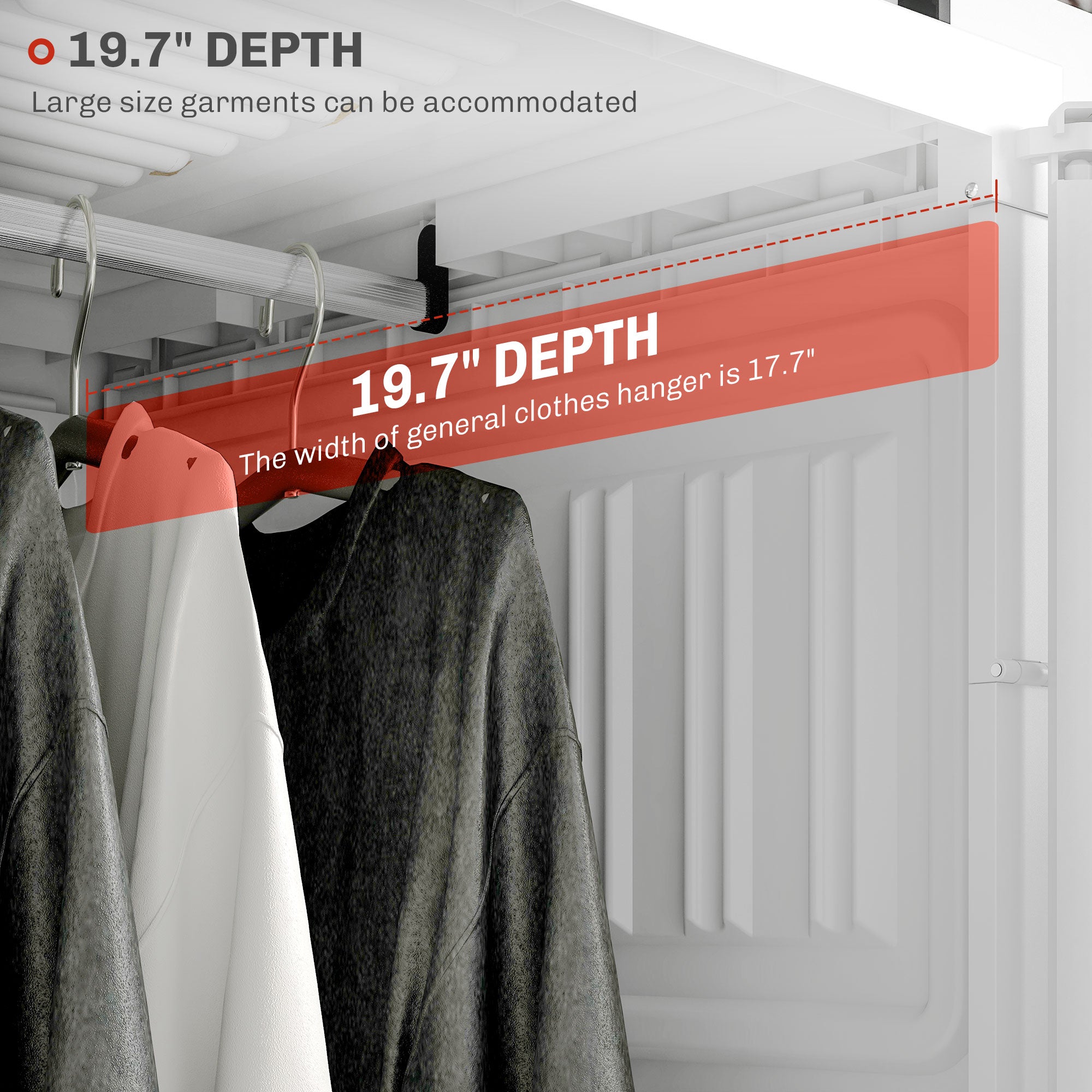 Portable Wardrobe, Foldable Clothes Storage Organizer with 3 Compartments, Hanging Rod, Magnet Doors, White
