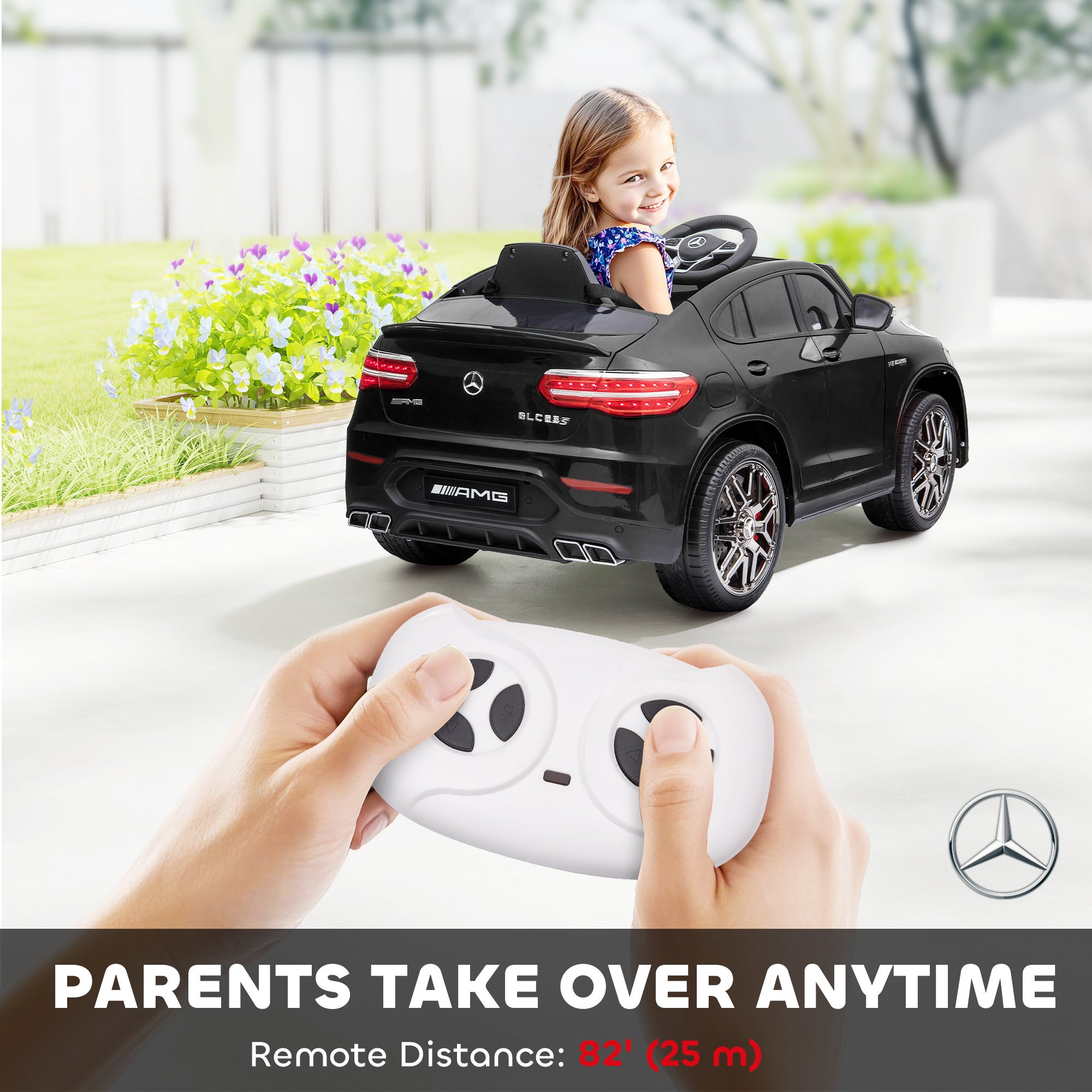 Toddler Ride On Car (Mercedes Benz AMG GLC63S Coupe) Electric Kids Ride On Car with 2 Speed, MP3 Player, Light, Horn, Songs, Suspension - Fun for Toddlers and Kids - Black