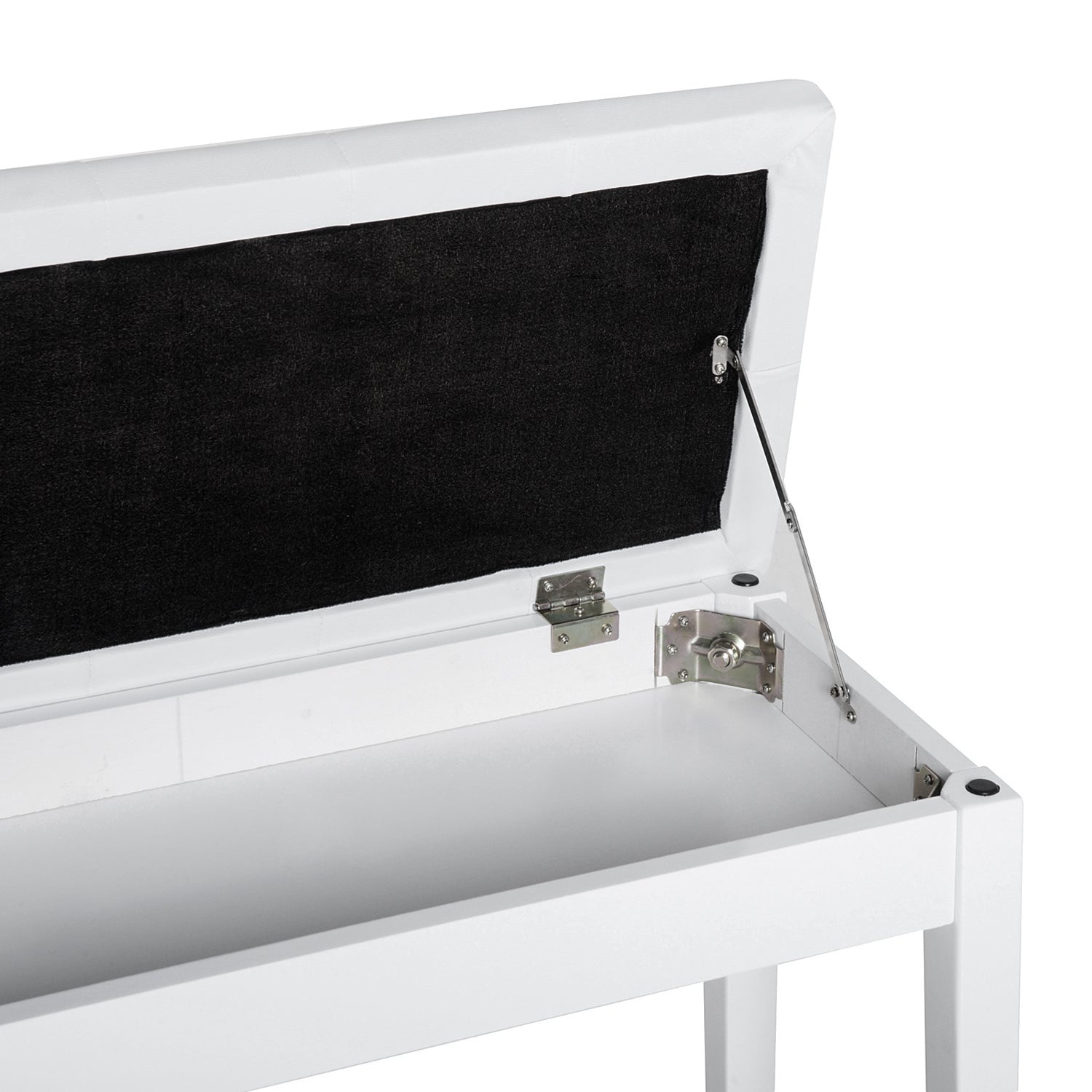 Piano Bench, Duet Piano Chair with Faux Leather Padded Cushion and Wooden Frame, Button Tufted Keyboard Bench, White
