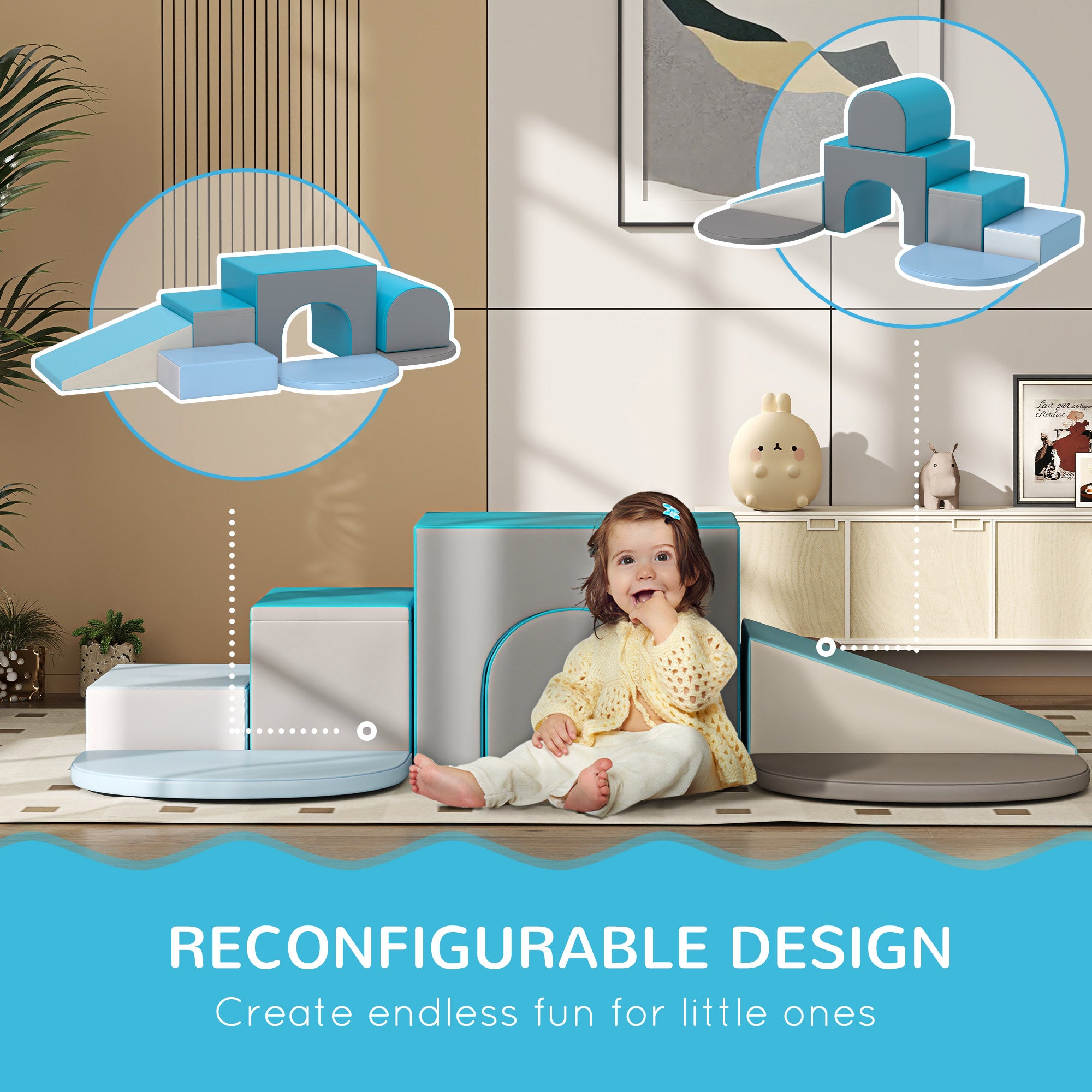 7-Piece Rearrangeable Toddler Climber for Creativity and Shape Discovery, Contemporary