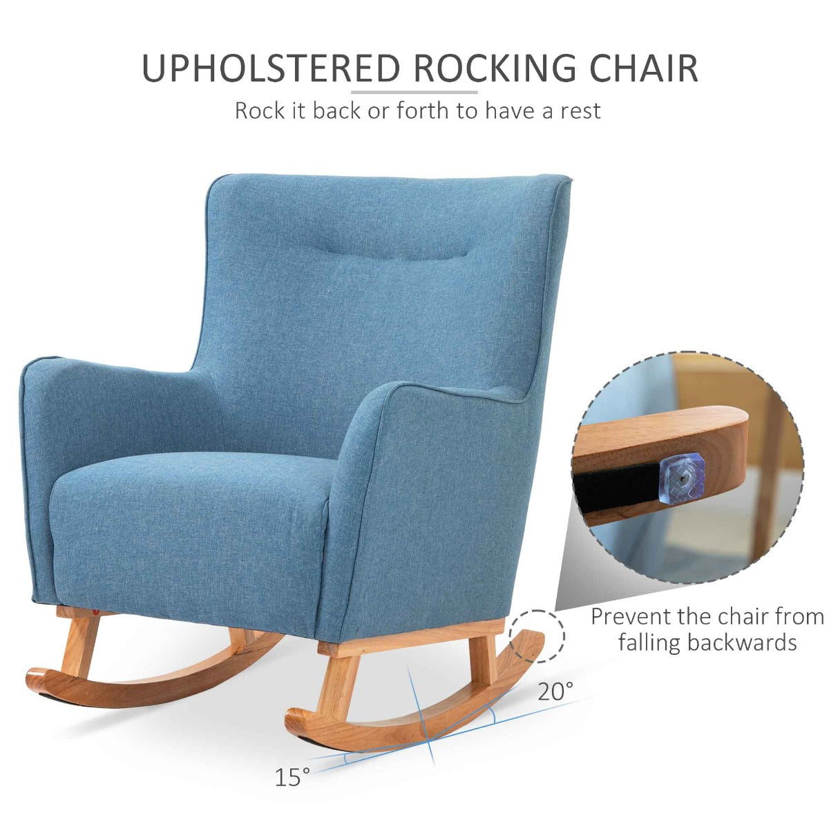 Modern Rocking Chair Sofa Armchair Modern Accent Chair, Blue