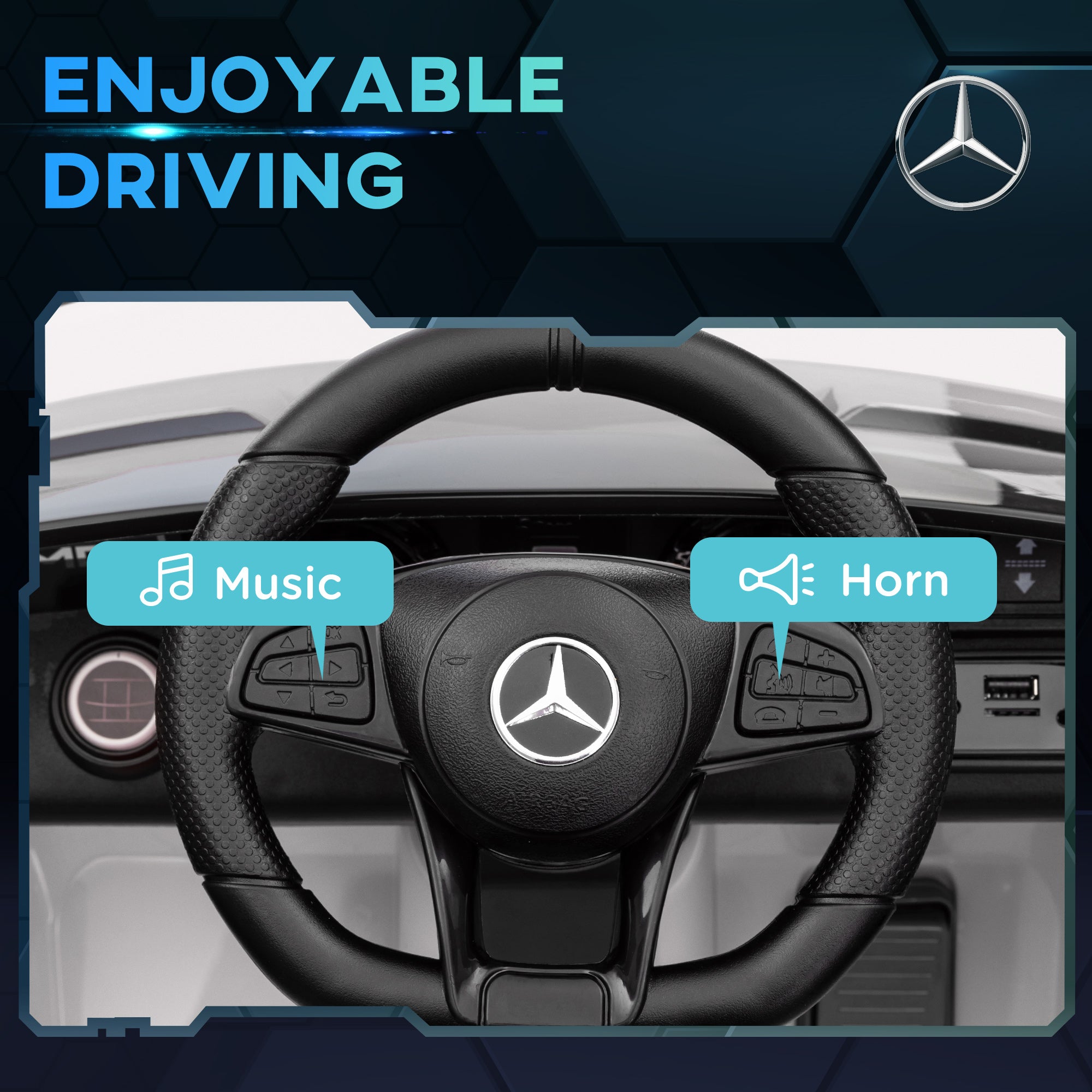 Mercedes-Benz AMG GTR Licensed 12V Battery Powered Kids Electric Car w/ Remote Control & Soft Start, White