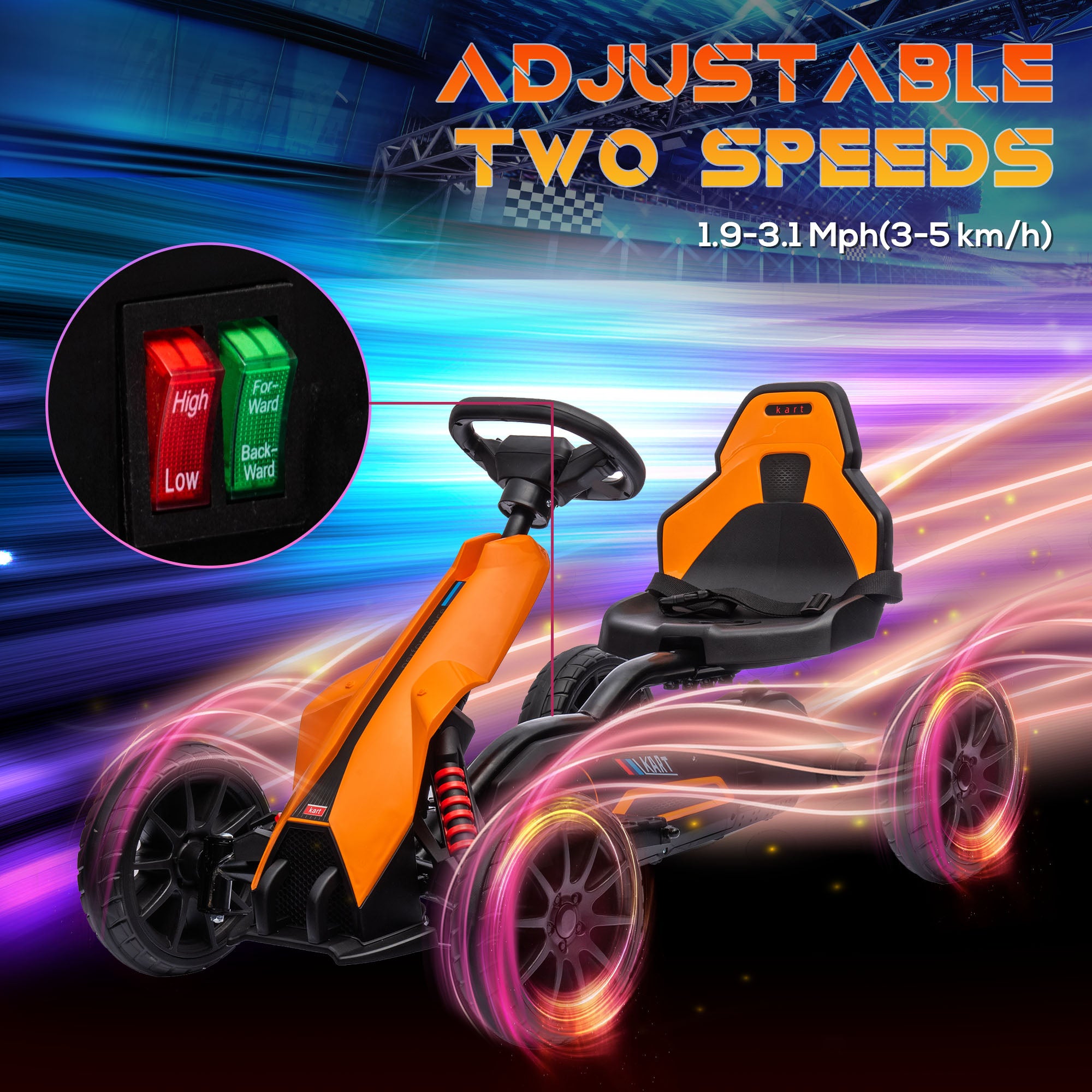12V Electric Go Kart for Kids w/ Adjustable Speed, Orange