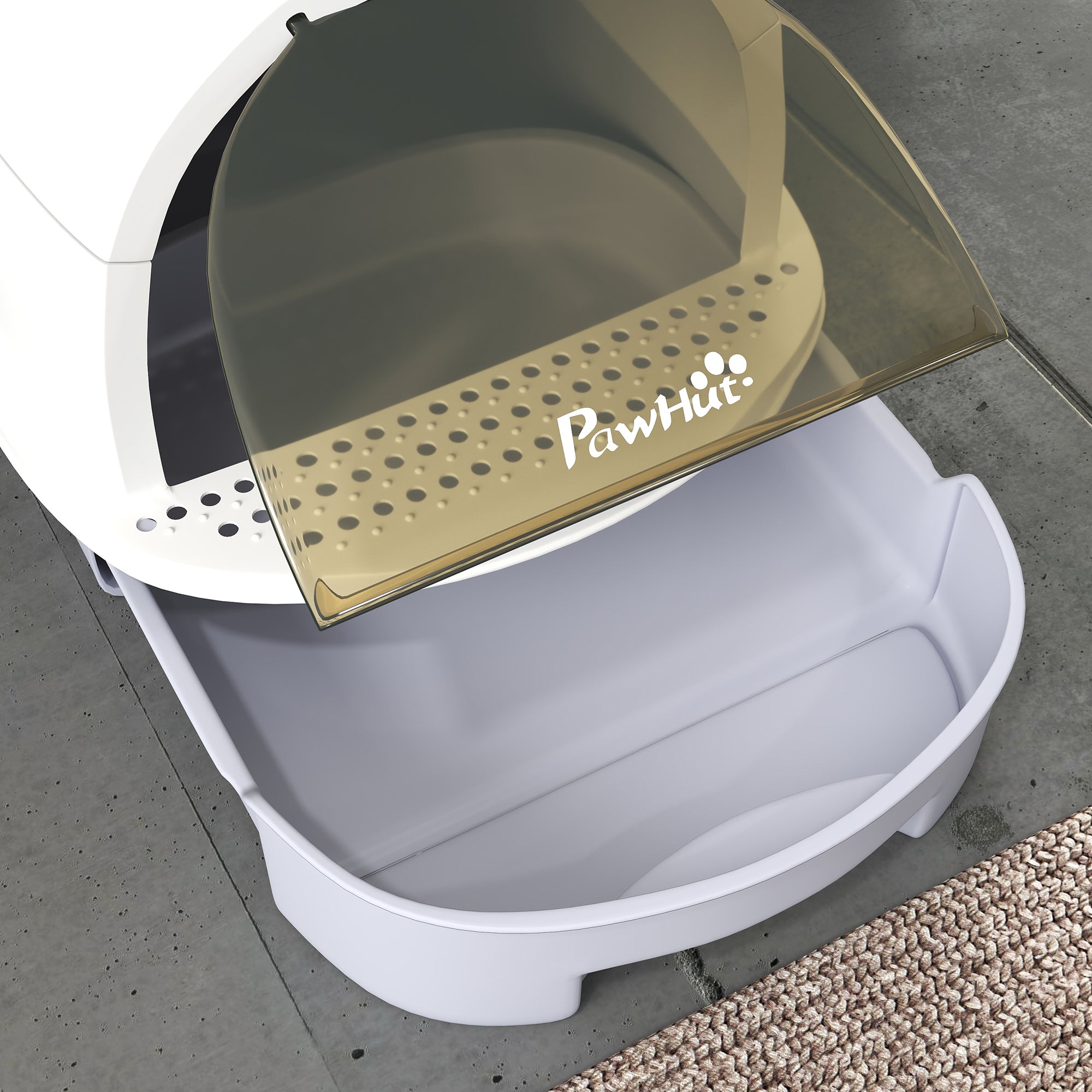 Covered Cat Litter Box with Lid, Scoop, Deodorizing Bags for Odor Control, Privacy, Easy to Clean, Gray - Gray - Image 8