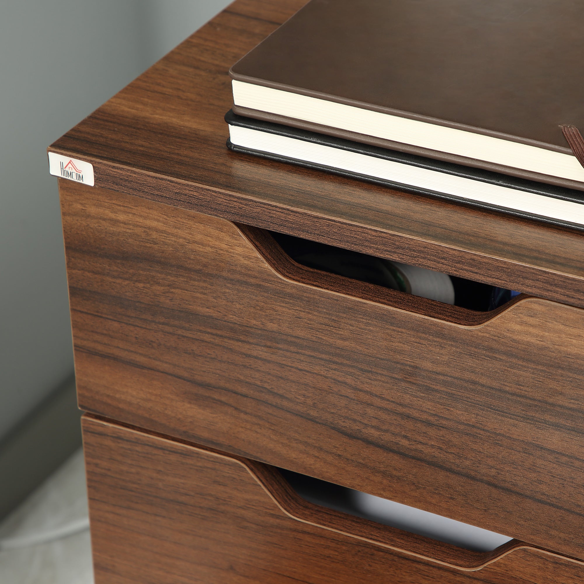 3 Drawer Mobile File Cabinet, Rolling Printer Stand, Vertical Filing Cabinet, Brown Wood Grain