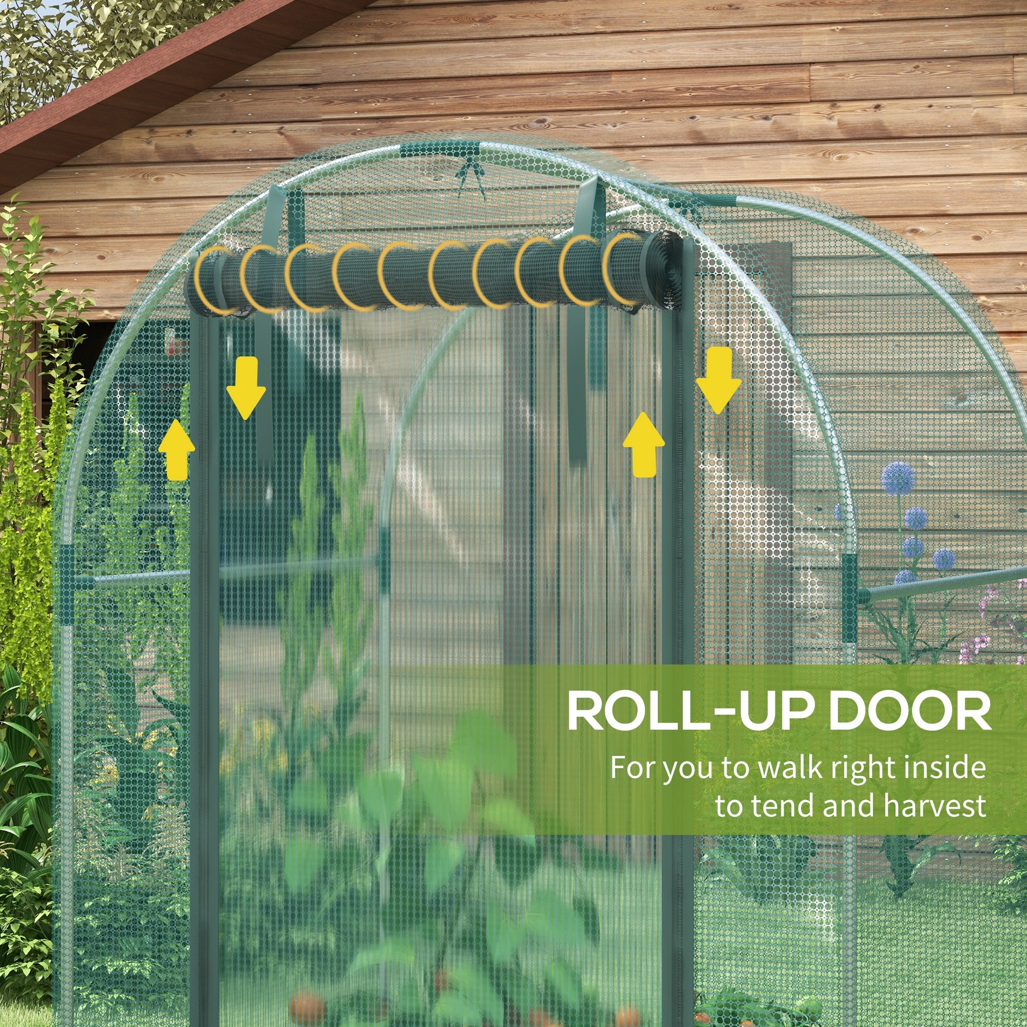 Galvanized Steel Crop Cage, Plant Protection Tent with Zippered Door, 4' x 4', Green - Green - Image 6