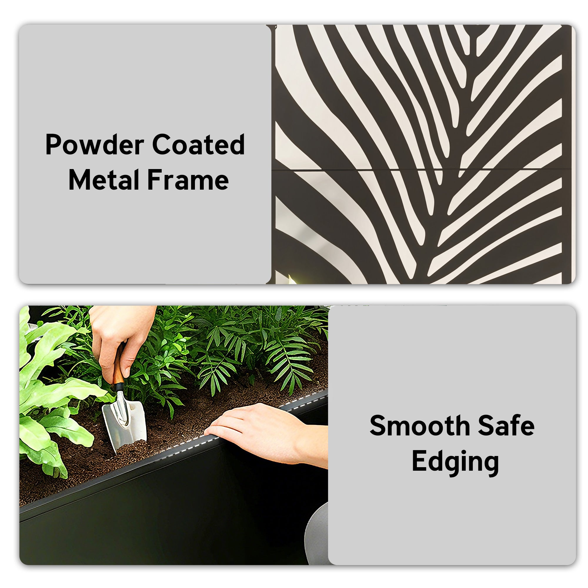 Metal Planter Box with Trellis, Raised Garden Bed with Trellis Large Leaf Cut-Out Privacy Screen for Climbing Plants - Black - Image 6