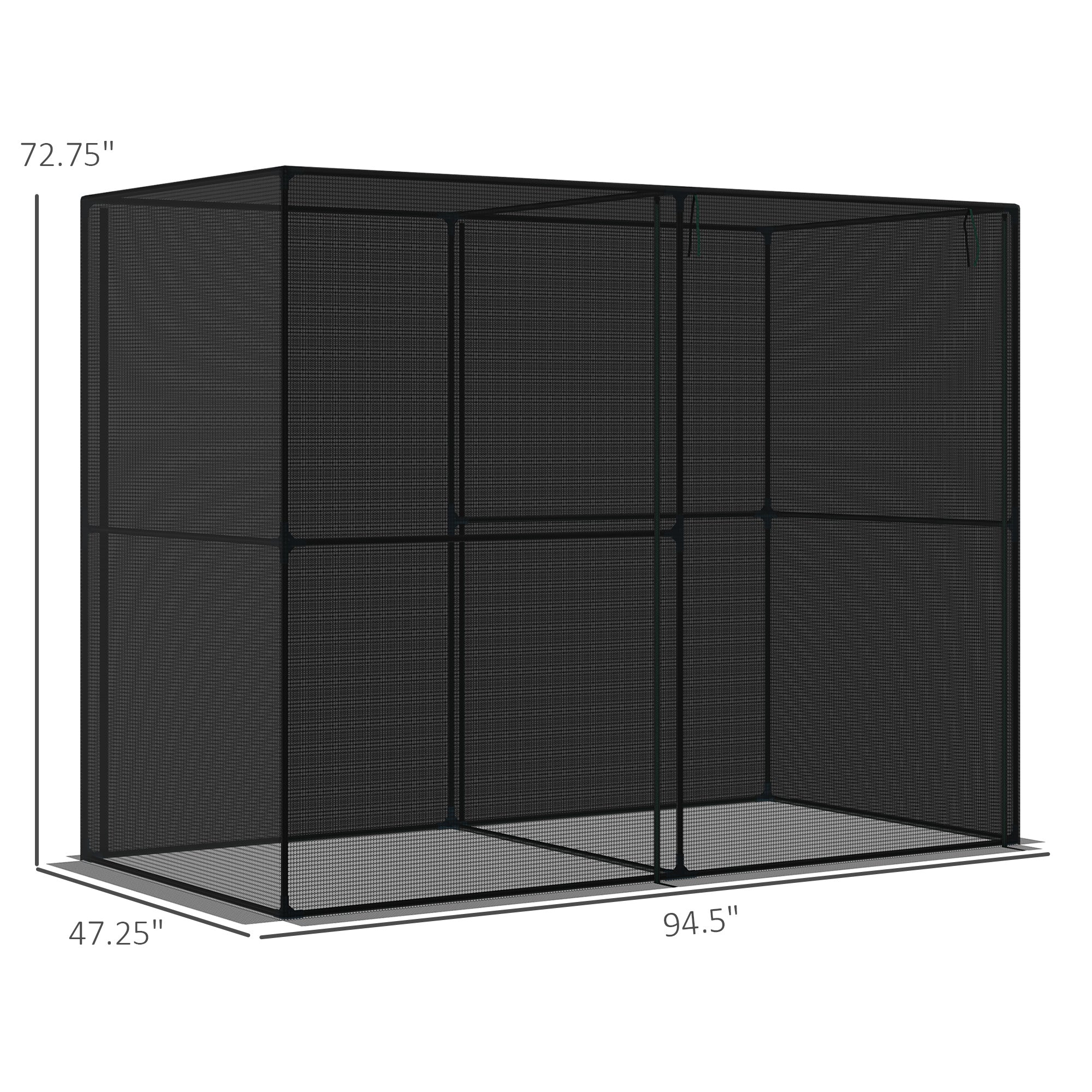 8' x 4' x 6' Crop Cage, Plant Protection Tent with Zippered Doors for Vegetable Garden, Backyard, Black - Black - Image 3