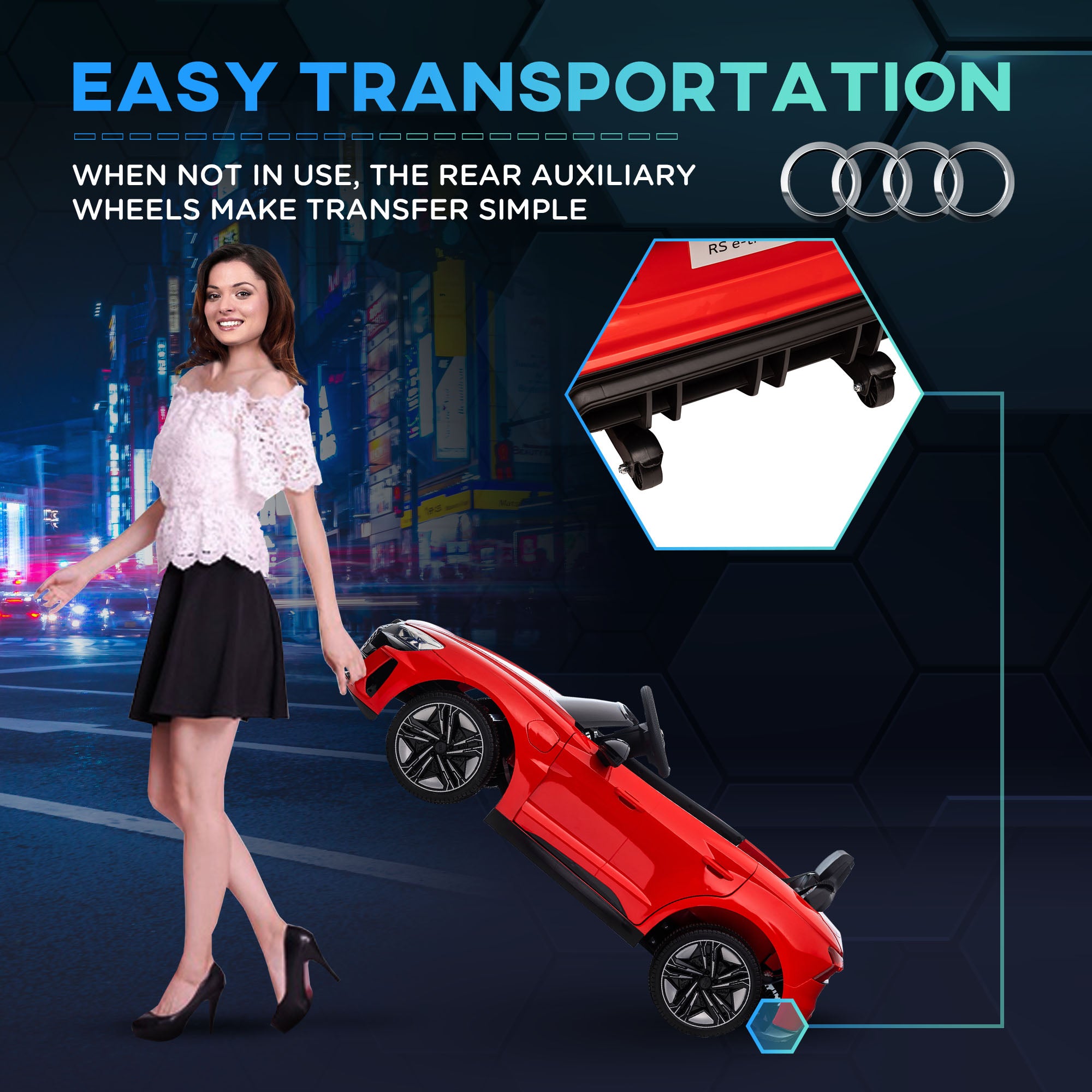 Licensed Audi RS e-tron GT 12V Ride On Car Truck for Kids, Electric Car Ride On Vehicle w/Parent Remote Control, Music, Lights, for Toddlers, Red