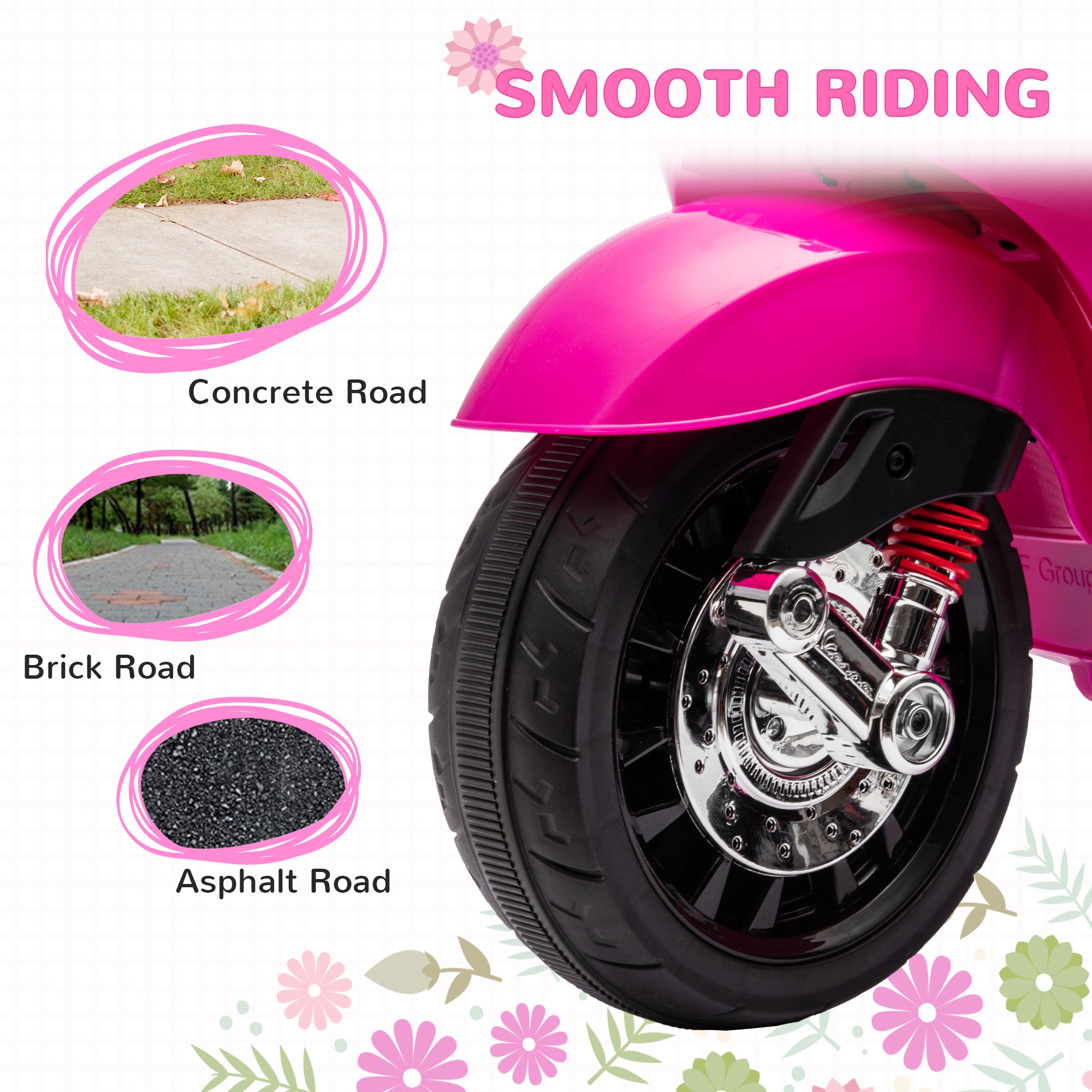 Vespa Licensed Kids Motorcycle 6V Toddler Motorcycle with Music, FM Radio, Headlight, Pink