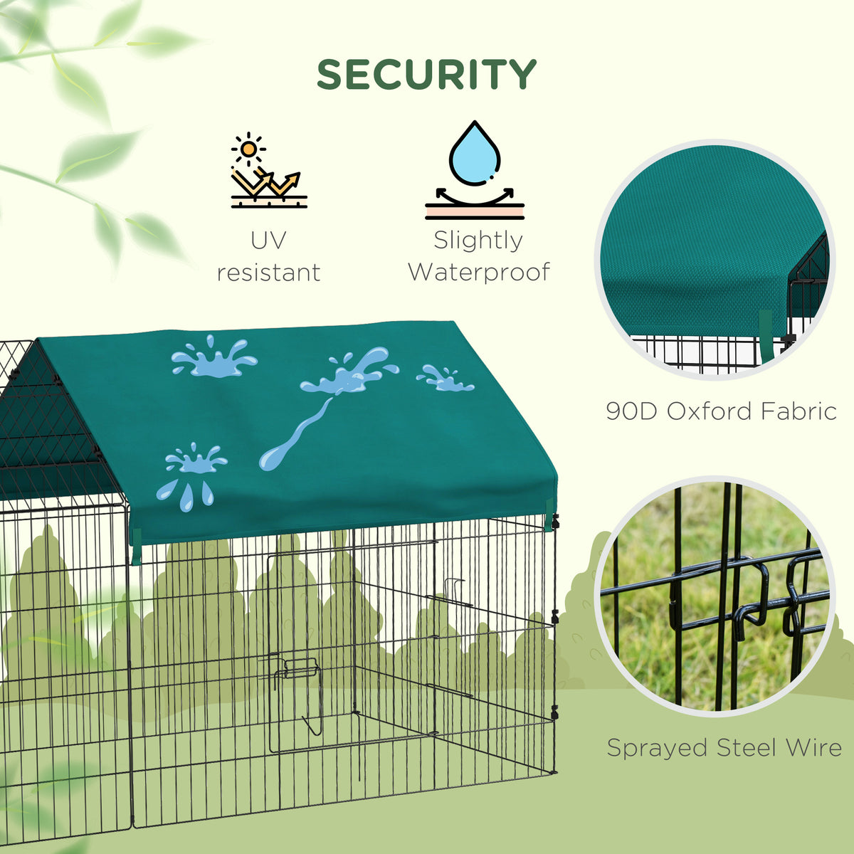 87" Small Animal Playpen with with Roof for Rabbits, Chicken, Chinchillas for Indoor/Outdoor Use, Green - Green - Image 4