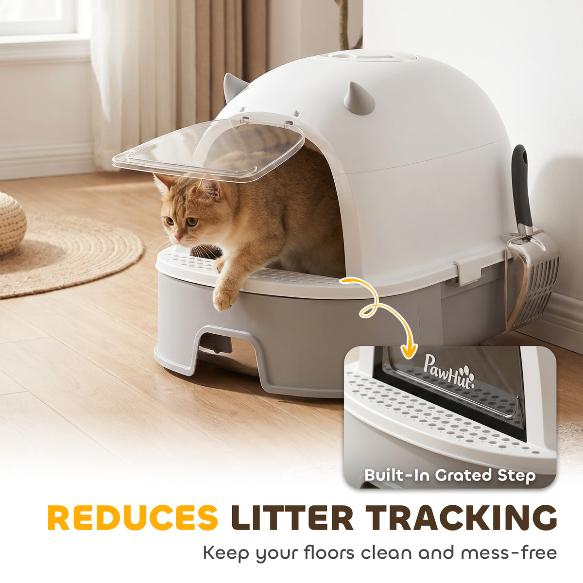 Stainless Steel Cat Litter Box Easy to Clean Kitty Litter Box with Slide-Out Tray Large Gray