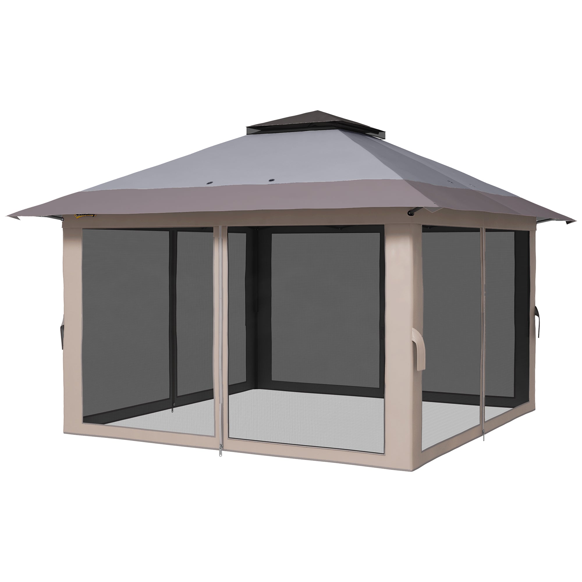 13' x 13' Pop Up Gazebo Instant Canopy Tent Shelter with 2-Tier Roof, Carry Bag, Wight Bags for Outdoor, Garden, Blue
