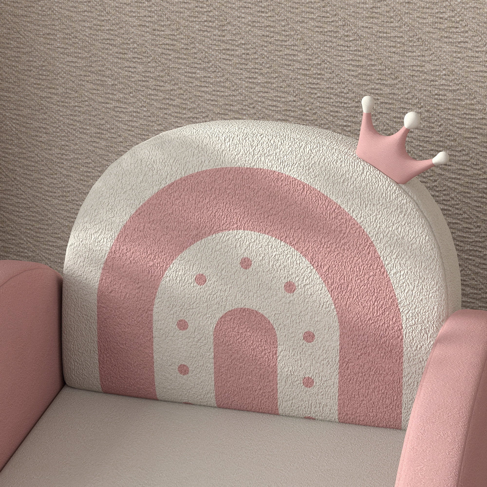 Kids Rocking Chair, Princess Crown Toddler Chair, Children's Armchair Rocker for Bedroom, Playroom, Pink