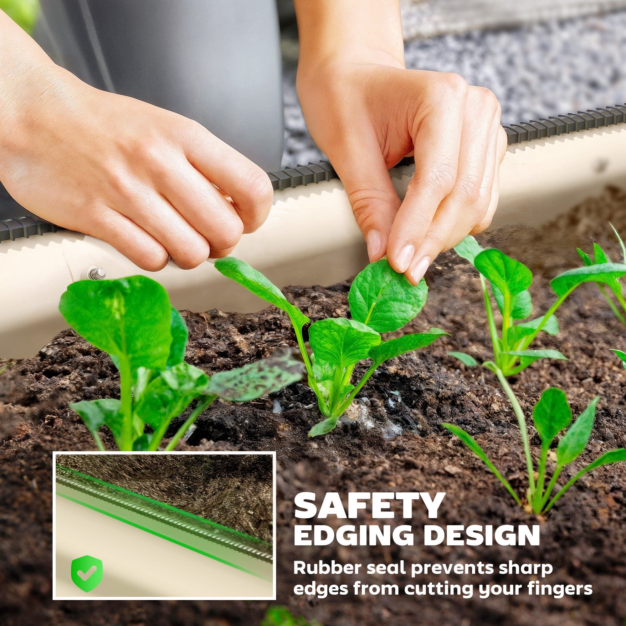 3.4' x 2' x 1' Galvanized Raised Garden Bed Kit, Metal Planter Box with Safety Edging, Cream - Cream White - Image 6
