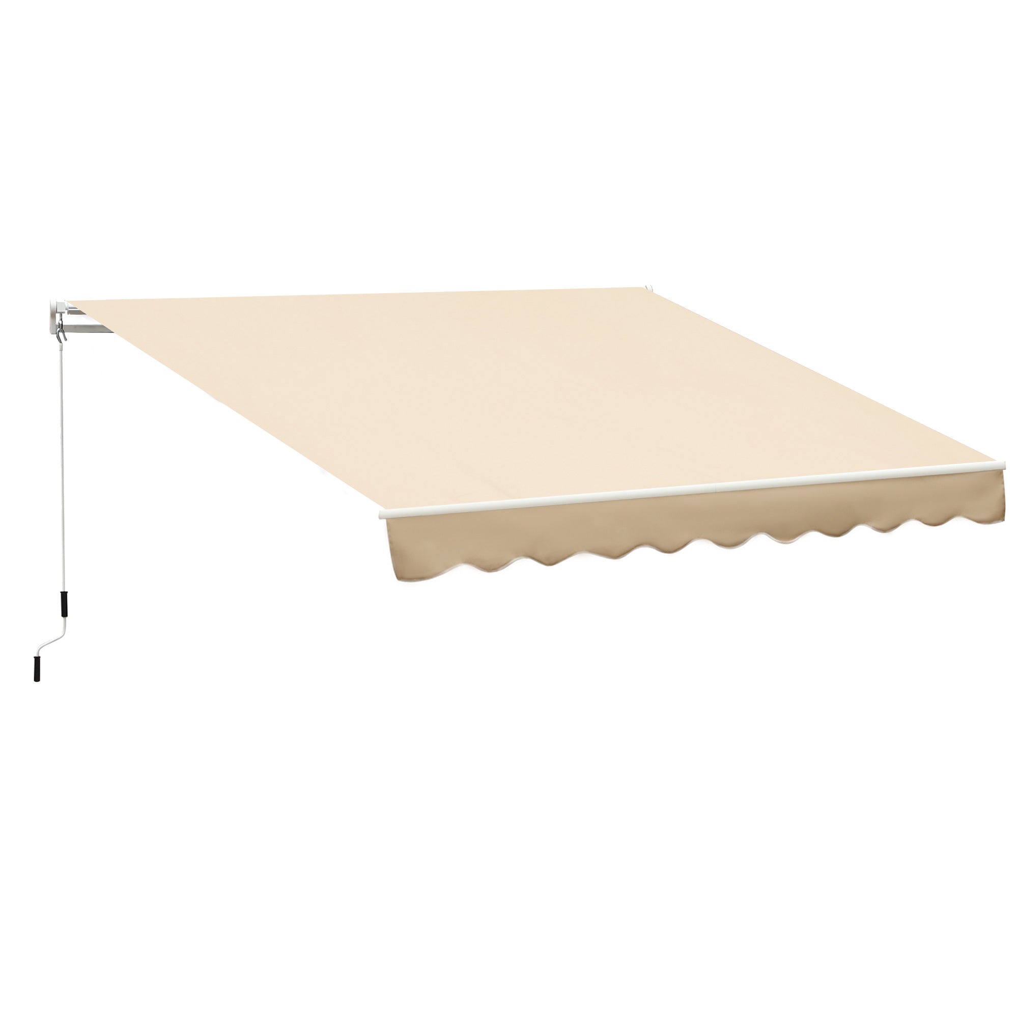 10' x 8' Retractable Awning, Patio Awnings, Sunshade Shelter w/ Manual Crank Handle, UV & Water-Resistant Fabric and Aluminum Frame for Deck, Balcony, Yard, Beige