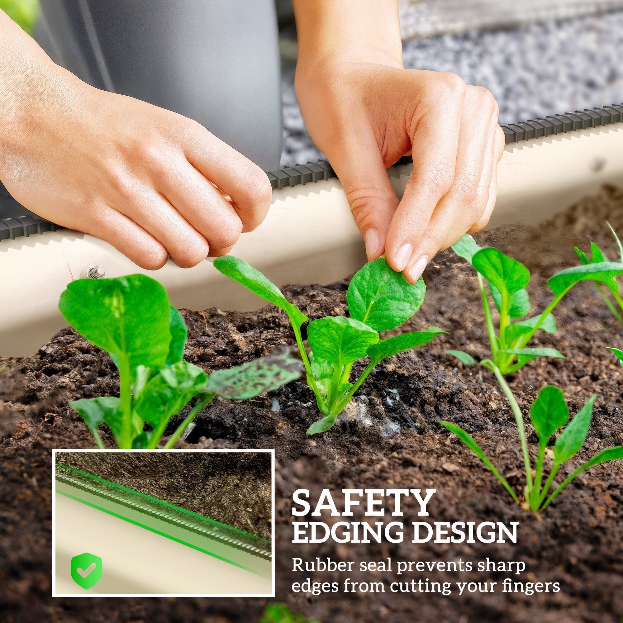 6.4' x 2' x 1' Galvanized Raised Garden Bed Kit, Metal Planter Box with Safety Edging, Cream - Cream White - Image 6