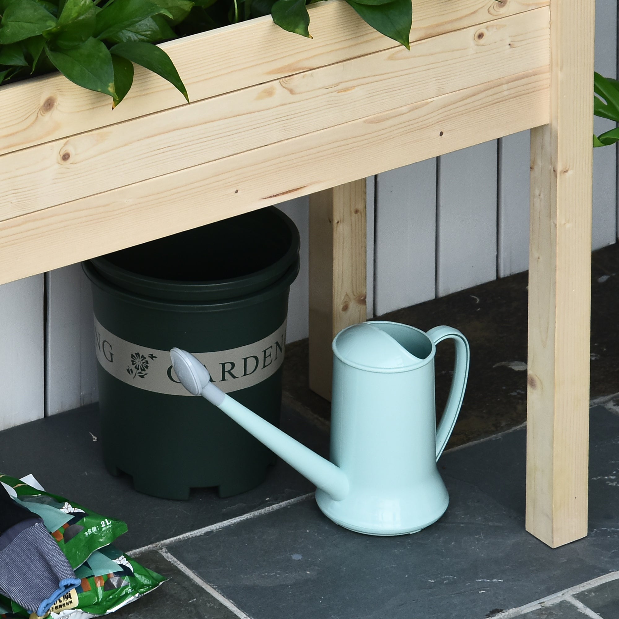 Raised Garden Bed with Legs, 34" x 18" x 30", Elevated Wooden Planter Box, Self-Draining with Bed Liner for Vegetables, Herbs, and Flowers Backyard, Patio, Balcony Use, Natural - Natural Wood - Image 7
