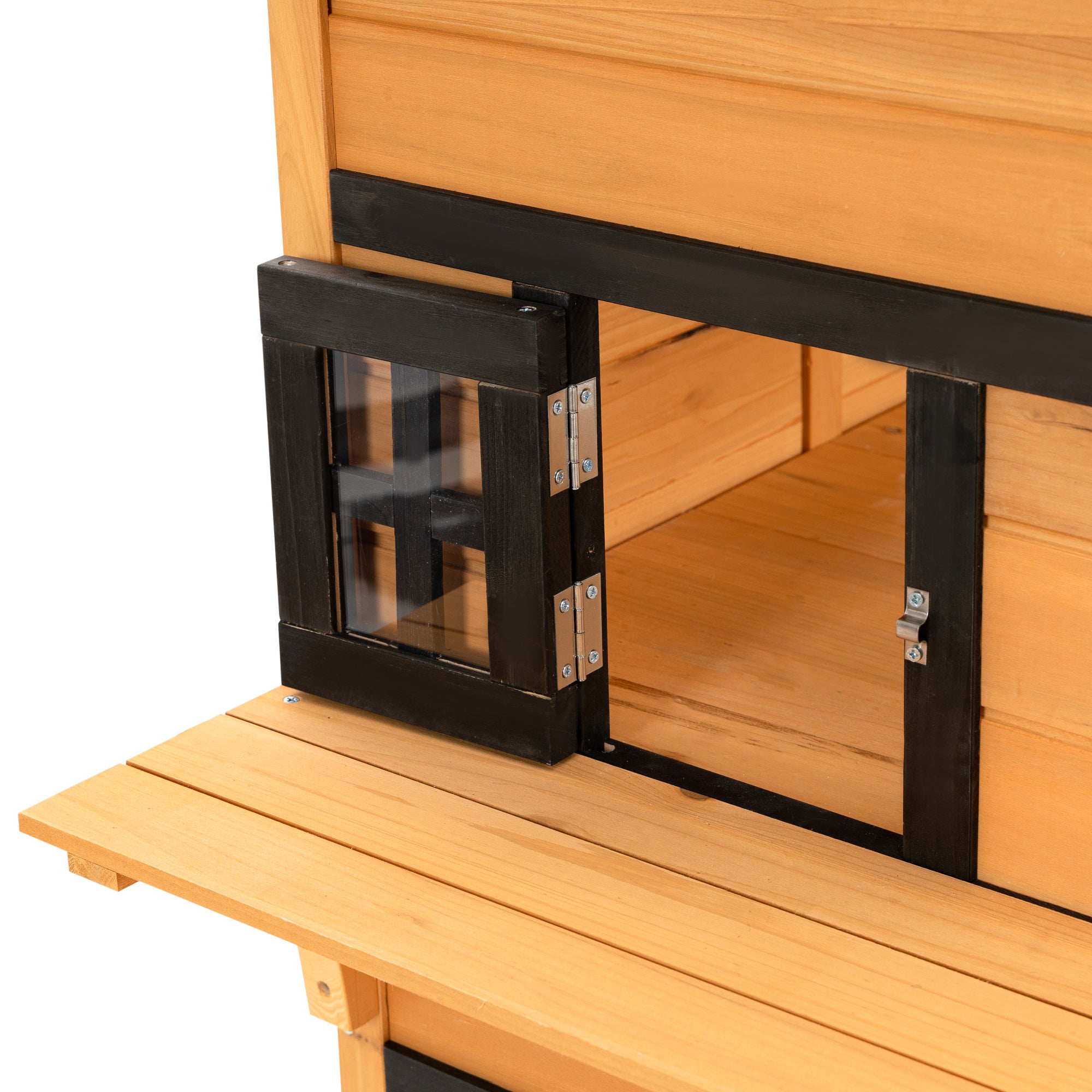 Outdoor Cat House, 3-Tier Kitty Shelter with 5 Escape Doors, Weather Resistant, Yellow & Black - Yellow - Image 7