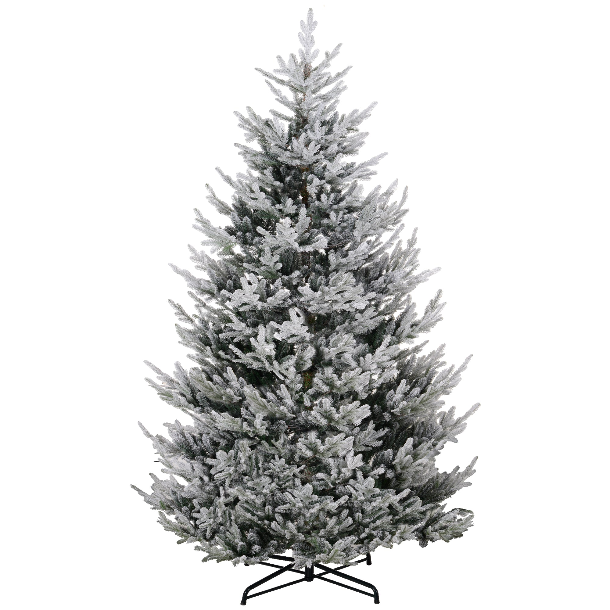 9 FT Artificial Christmas Tree, Flocked Hinged Xmas Tree with 1939 Tips, Steel Base, Auto Open, Green