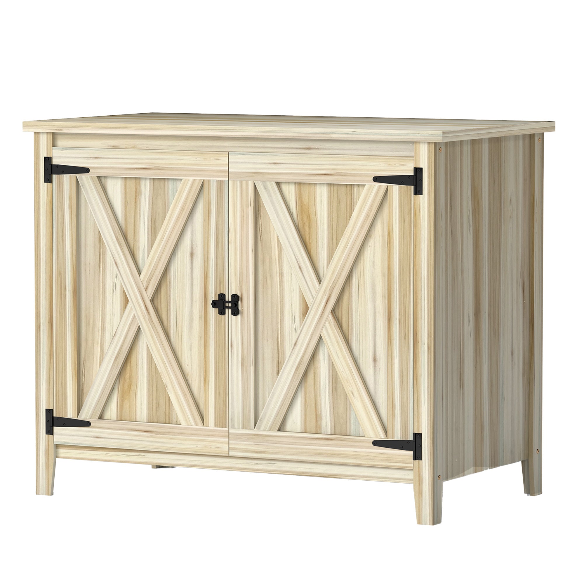 Wooden Outdoor Storage Cabinet, Garden Shed Potting Shed with Shelf and Double Doors, Natural Wood - Natural Wood