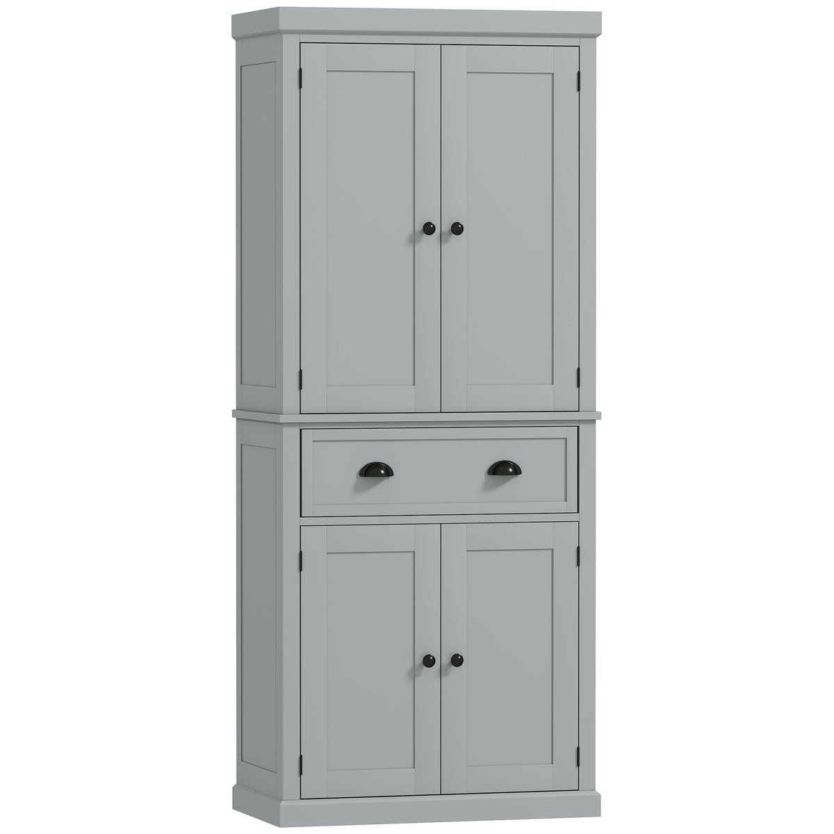72.5" Kitchen Cabinet, Pantry Storage Cabinet with Doors and Shelves, Freestanding Food Pantry Cabinet, Gray