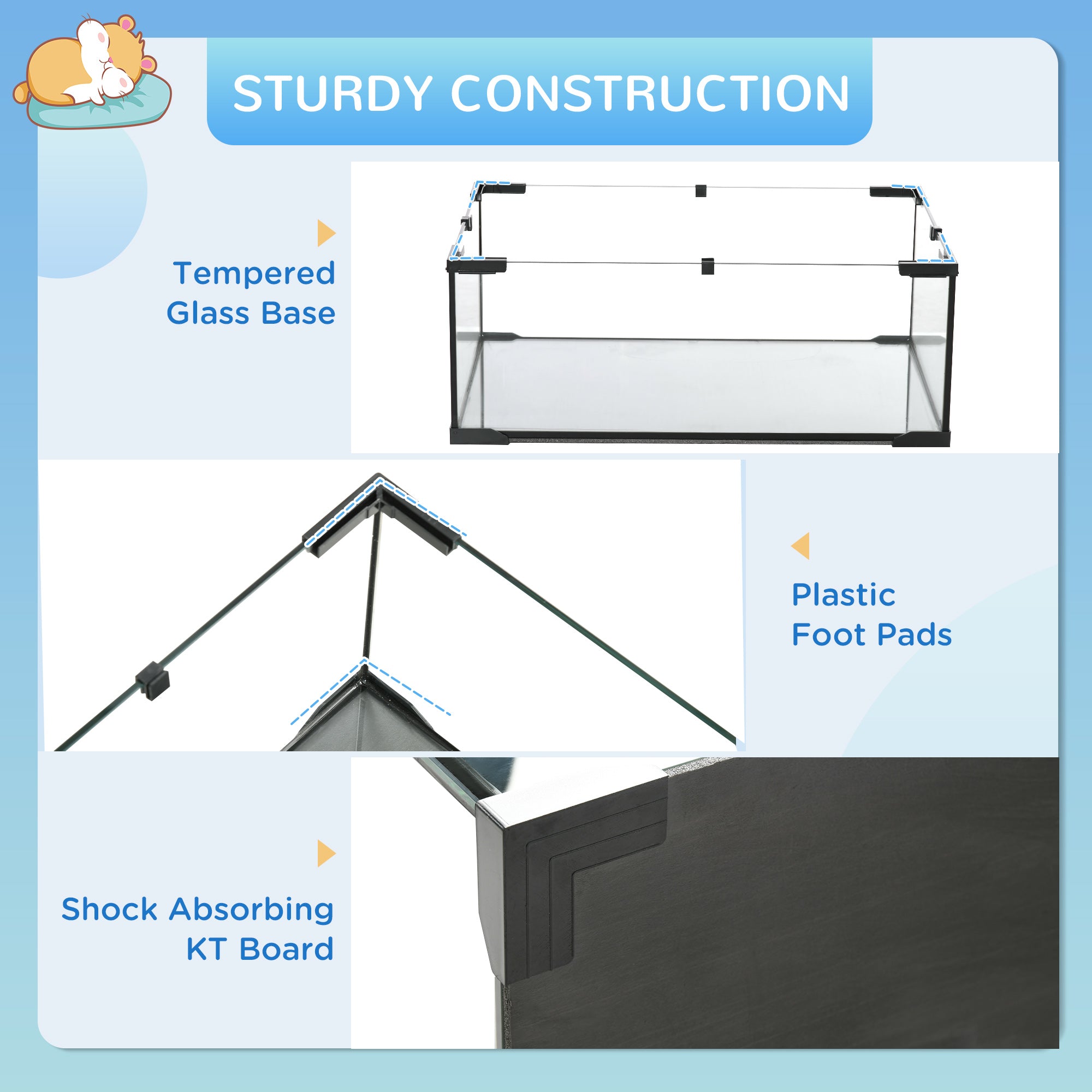 23.5" Hamster Cage, Gerbil Cage with Glass Basin for Small Hamsters, Black - Black - Image 6