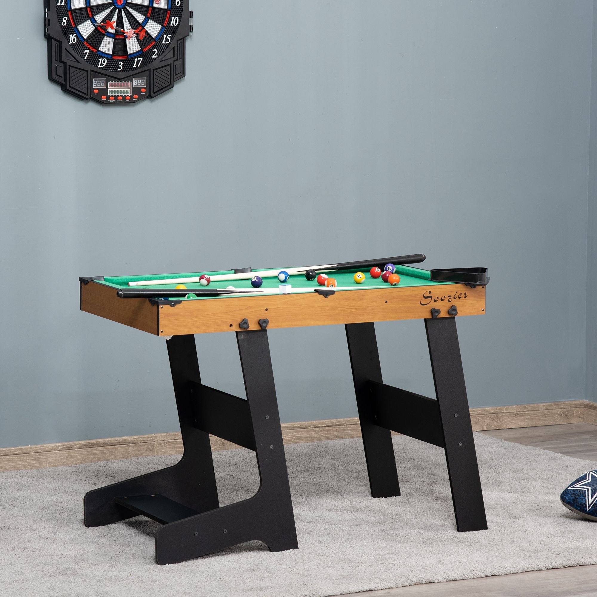 38'' Mini Pool Table Set Tabletop Billiards Game, Fun for Whole Family Game Room Man Cave, with Easy Folding for Storage, with Balls, Cues, Chalk, Brush