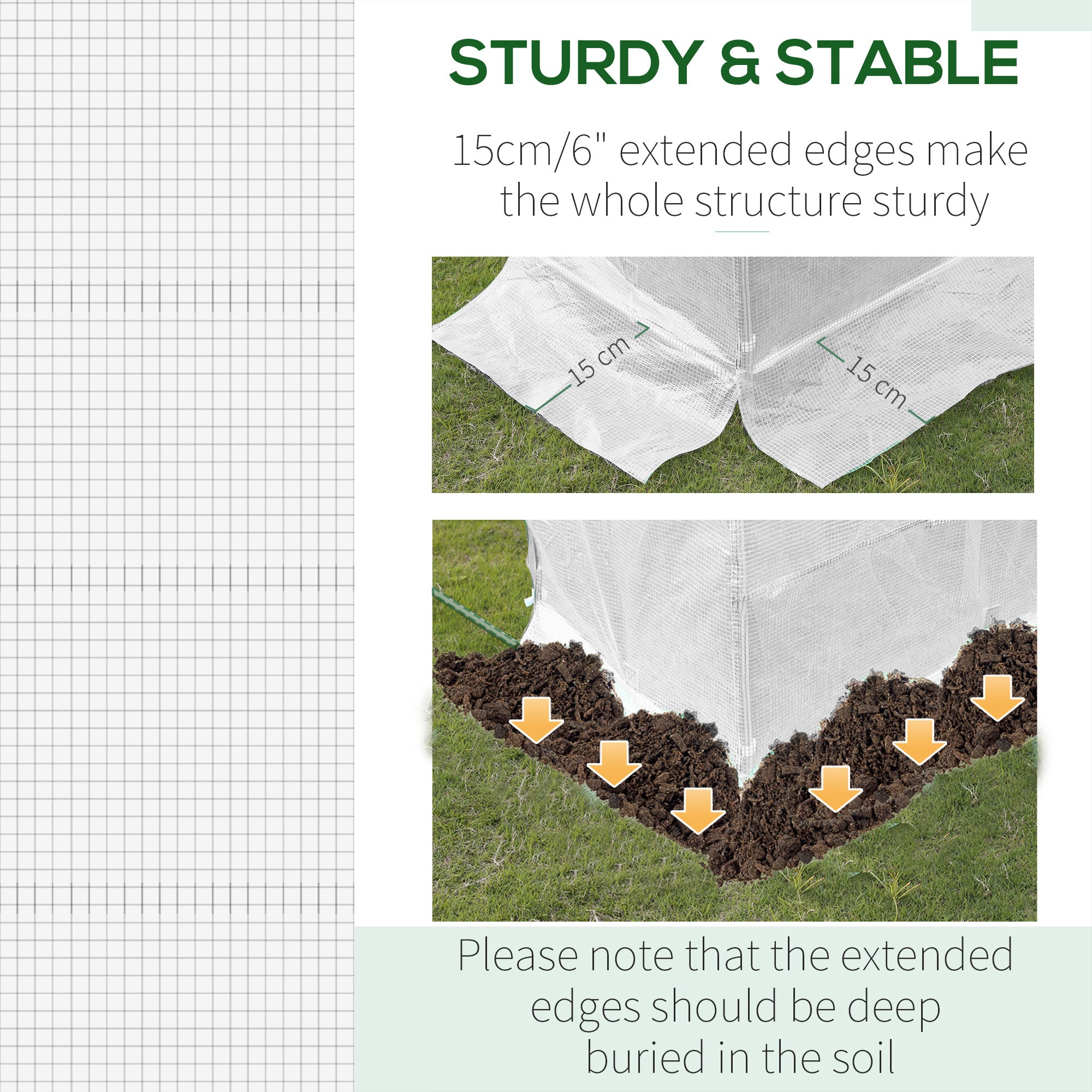 19.7' x 9.8' x 6.6' Plastic Greenhouse Cover Replacement, Heavy Duty Waterproof Tarp for Hoop House, Sheeting with 12 Windows, Door & Reinforcement Grid, White - White - Image 5