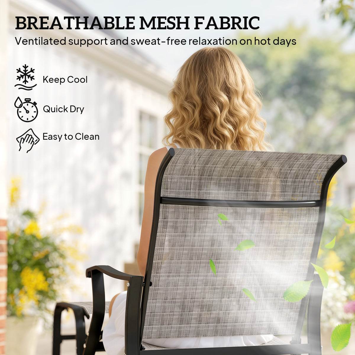 Outdoor Glider with Ottoman, Patio Glider Chair Set with High Back, Wide Seat for Porch, Garden, Backyard, Gray
