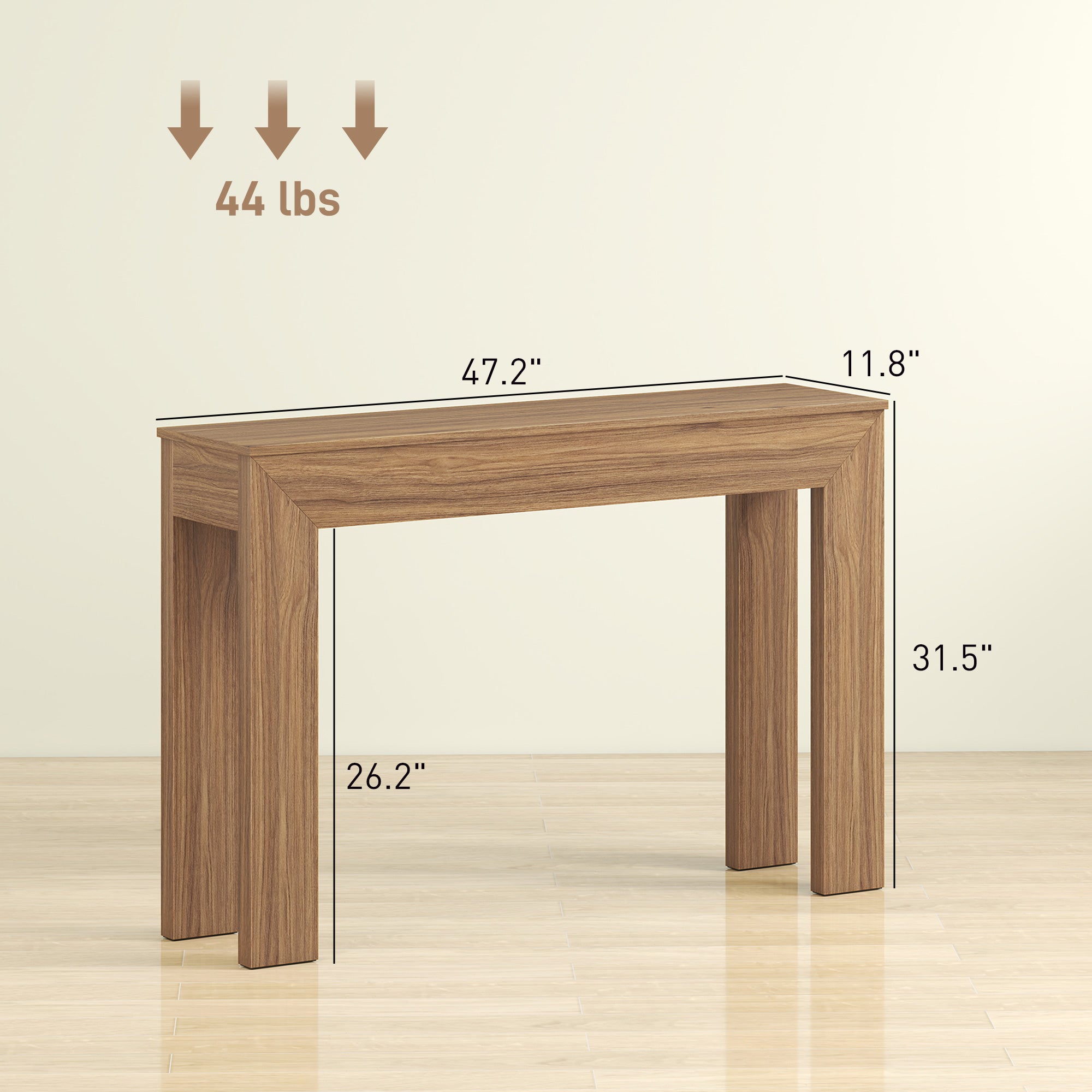 Modern Console Table, 47" Narrow Entryway Table, Walnut