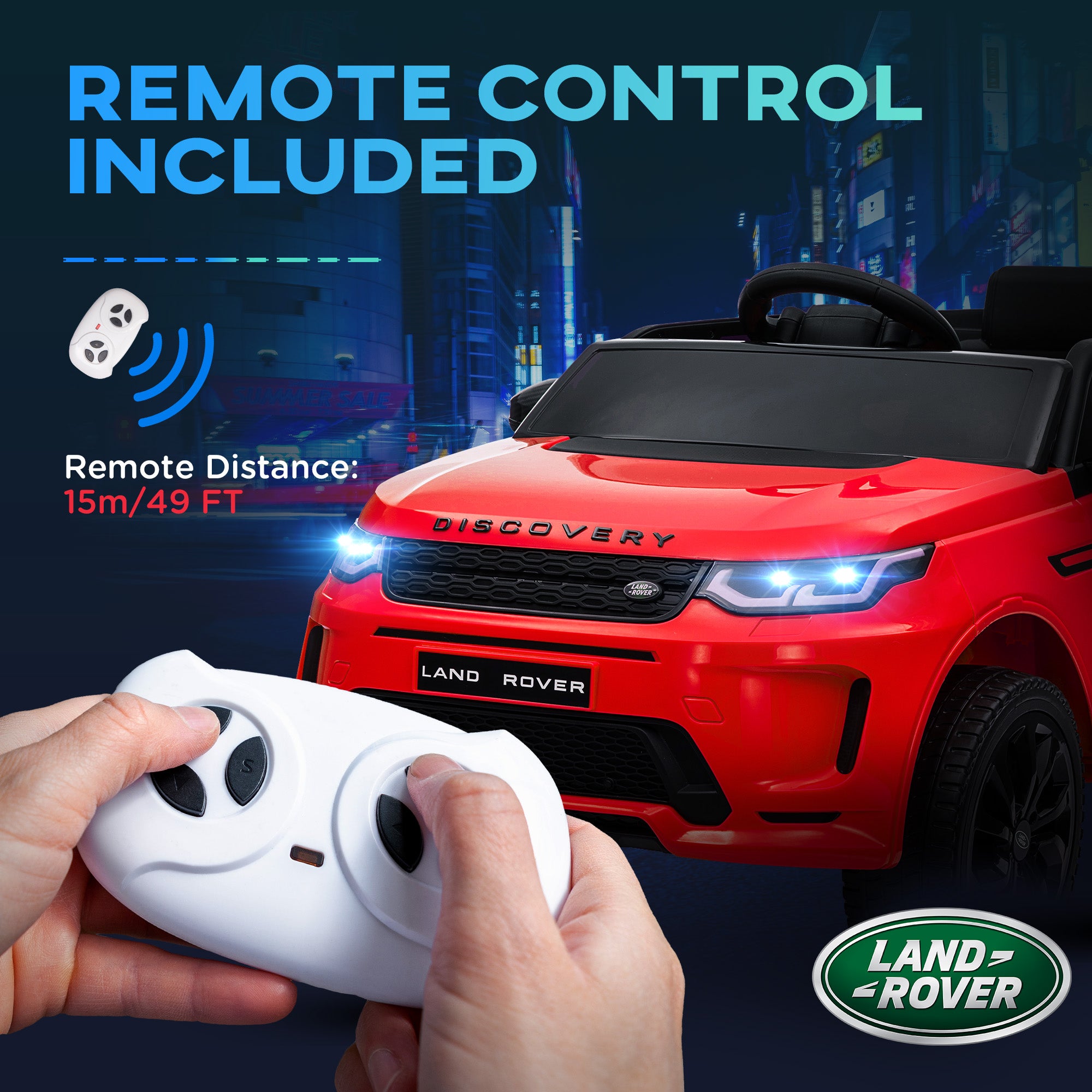 Land Rover Discovery Sport Licensed 12V Kids Ride on Car with Remote Control Soft Start, LED Lights, Red