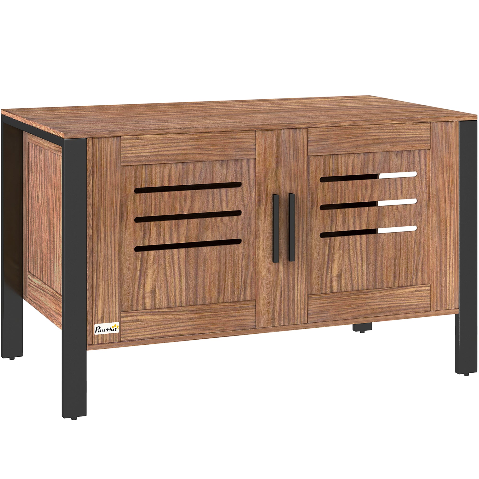 Cat Litter Box Enclosure with Tall Legs, Scratching Board, Dark Brown, 31.5"L x 17.7"W x 19.7"H - Brown