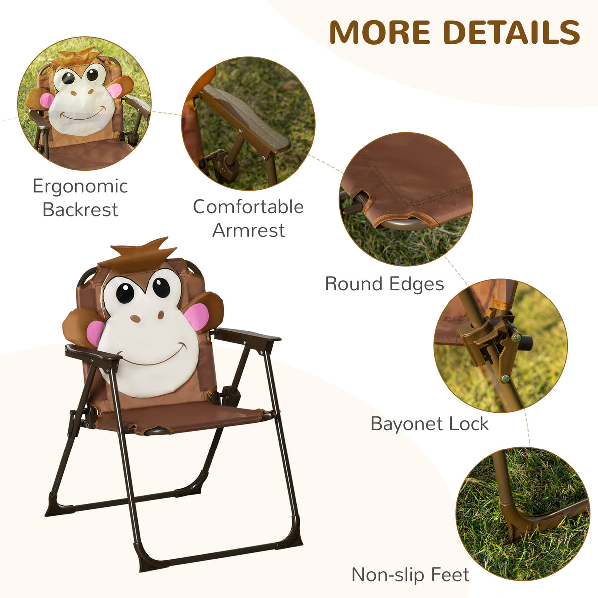 Kids Table and Chair Set, Outdoor Folding Garden Furniture, Picnic Table for Patio Backyard, with Removable & Height Adjustable Sun Umbrella, Brown