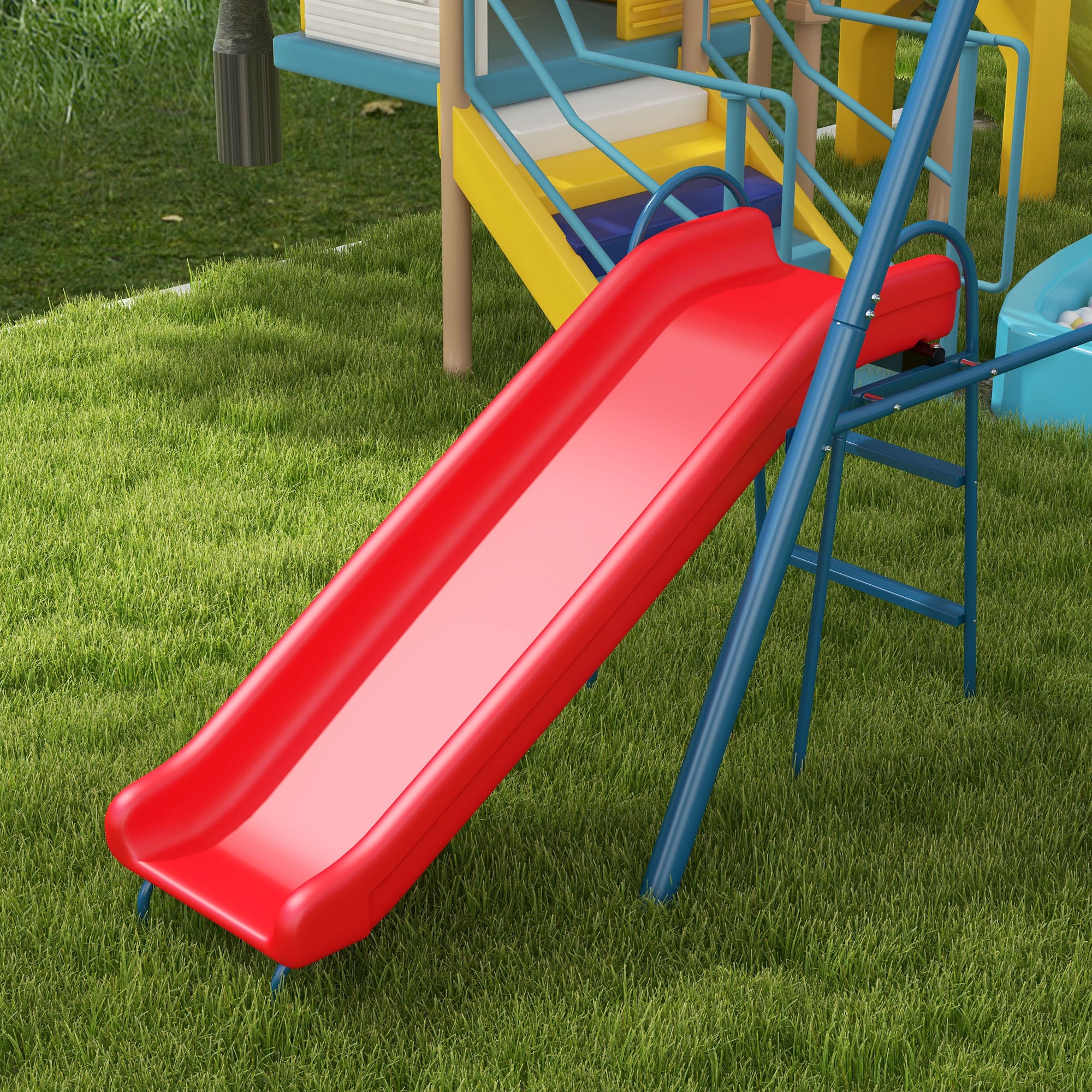 Metal Swing Set for Backyard, 3 in 1 Design with 1 Nest Swing, 2 Seats, 1 Slide, Holds Up to 352 lbs. for Ages 3-8