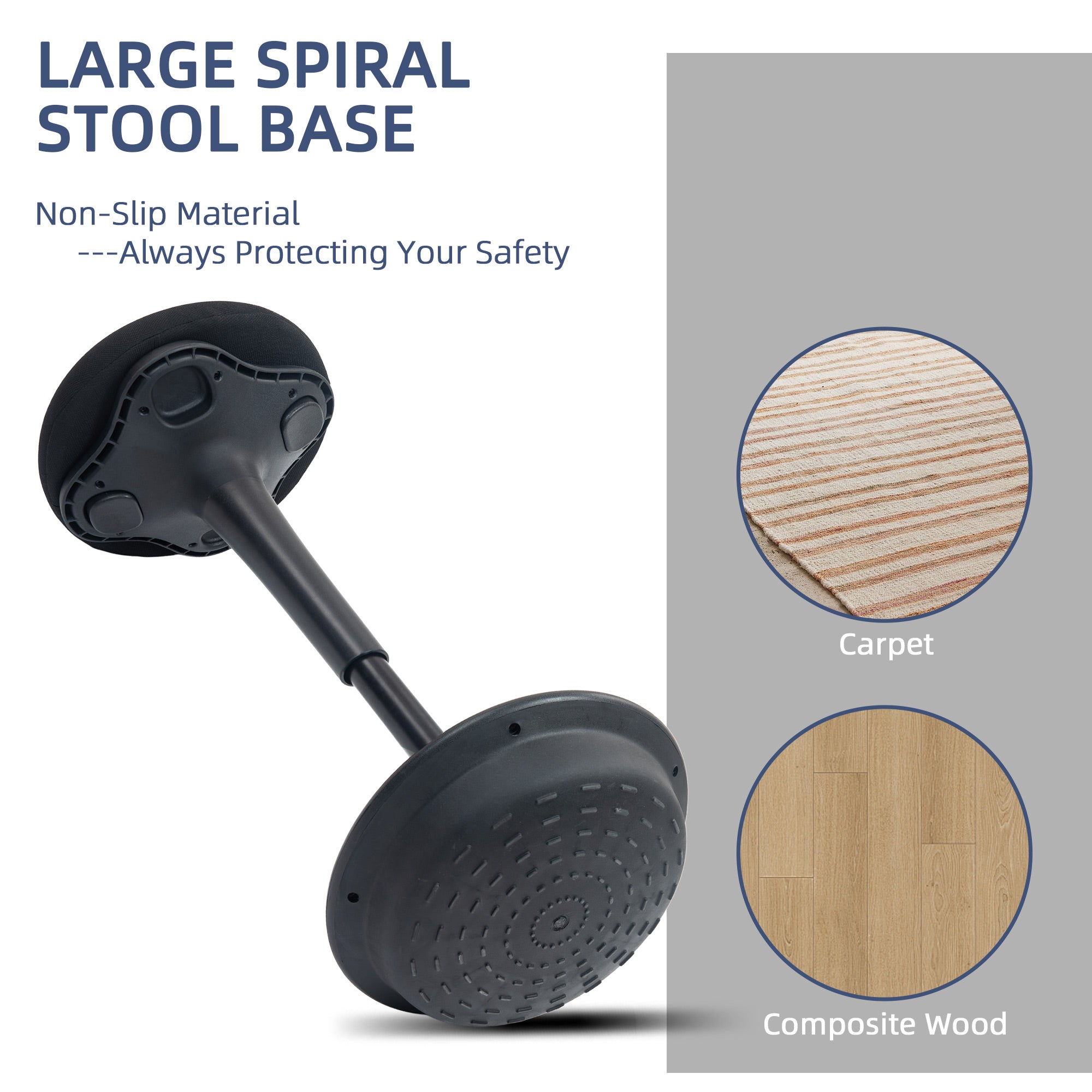 Backless Wobble Chair, Adjustable Active Ergonomic Stool Chair, with Rocking Motion, Padded, Black