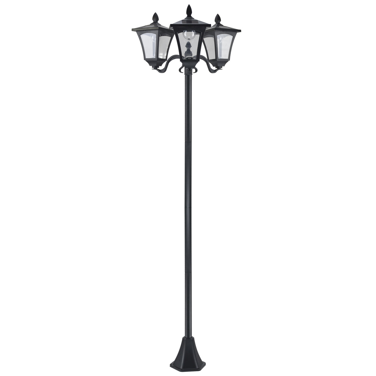 Outdoor Lamp Post Lights, Triple Head Solar Powered Lamp, Street Vintage Solar Post Lamp, for Backyard, Garden Pathway, Driveway, 72 Inches