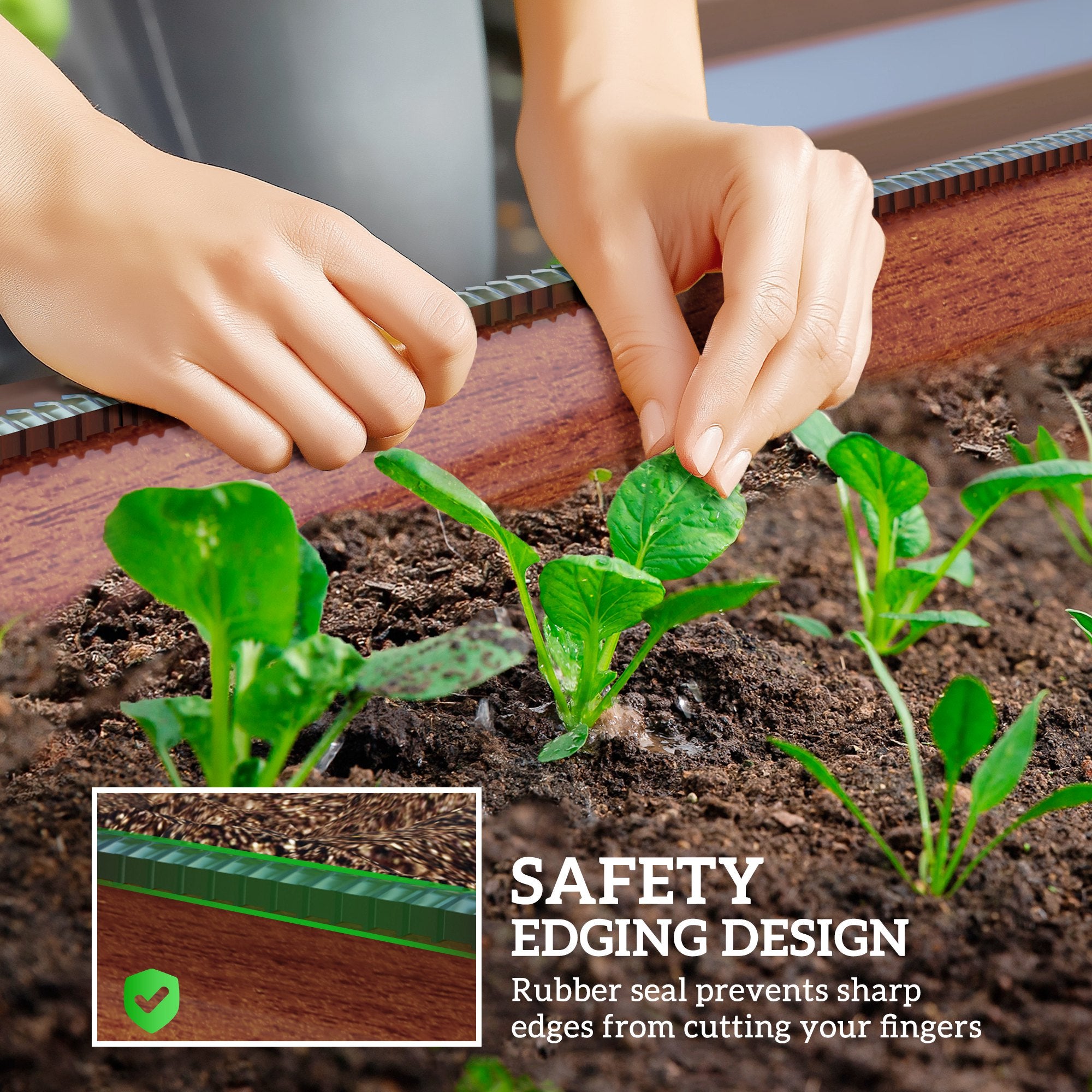 7.9' x 2' x 1' Galvanized Raised Garden Bed Kit, Metal Planter Box with Safety Edging, Brown - Brown - Image 6