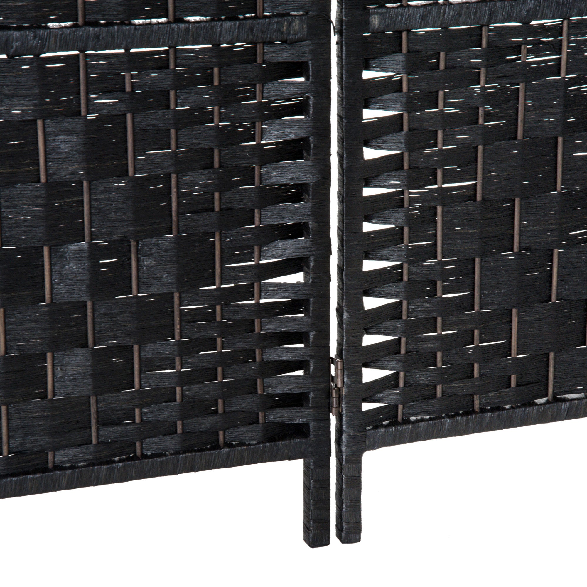 Room Divider 6 Panel, 6FT Tall Folding Privacy Screen, Freestanding Hand-Woven Partition for Room Separation with 360° Hinges, Paper Rope Diamond Weave, Black