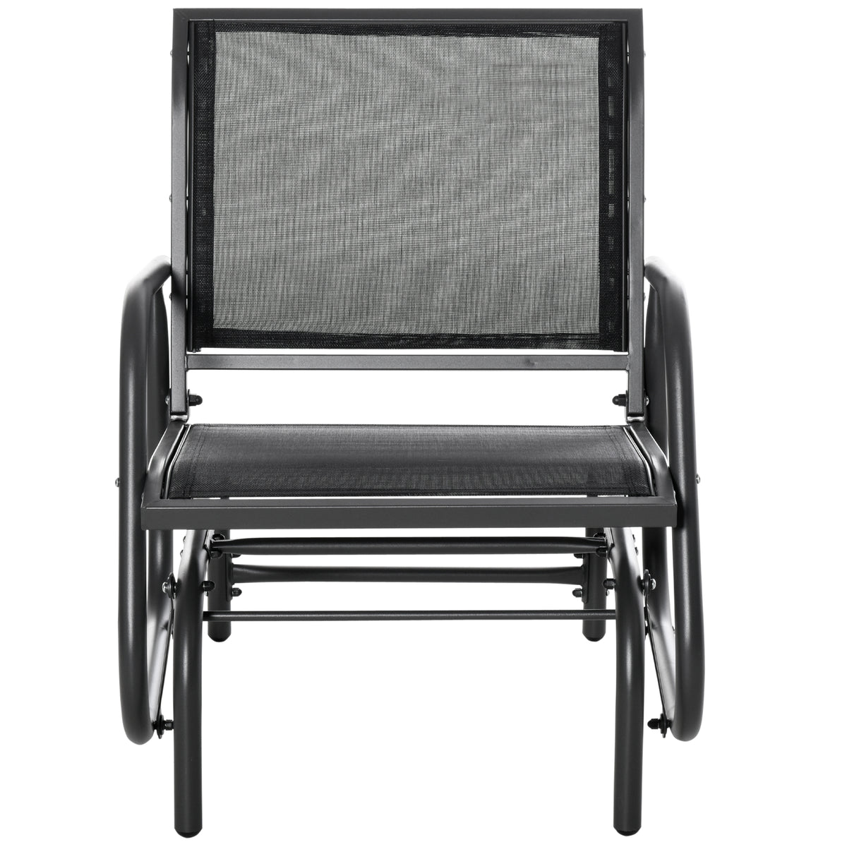 Outdoor Glider Chair, Steel Swing Chai with Curved Armrests for Porch, Garden, Poolside, Balcony, Black